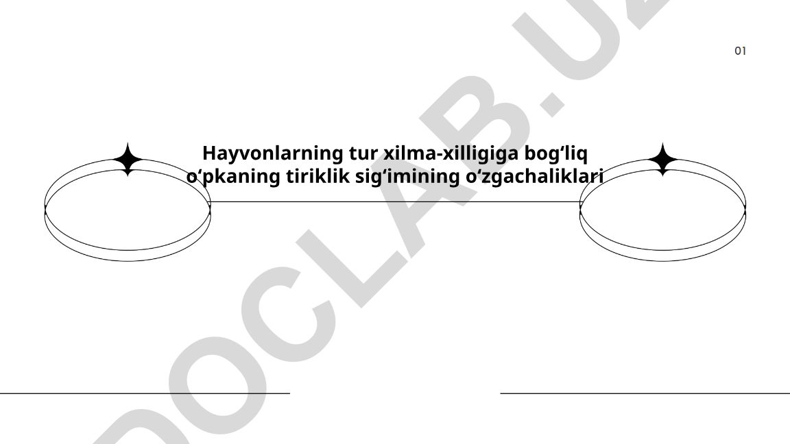 Hayvonlarning tur xilma-xilligiga bog'liq o'pkaning tiriklik sig'imining o'zgachaliklari