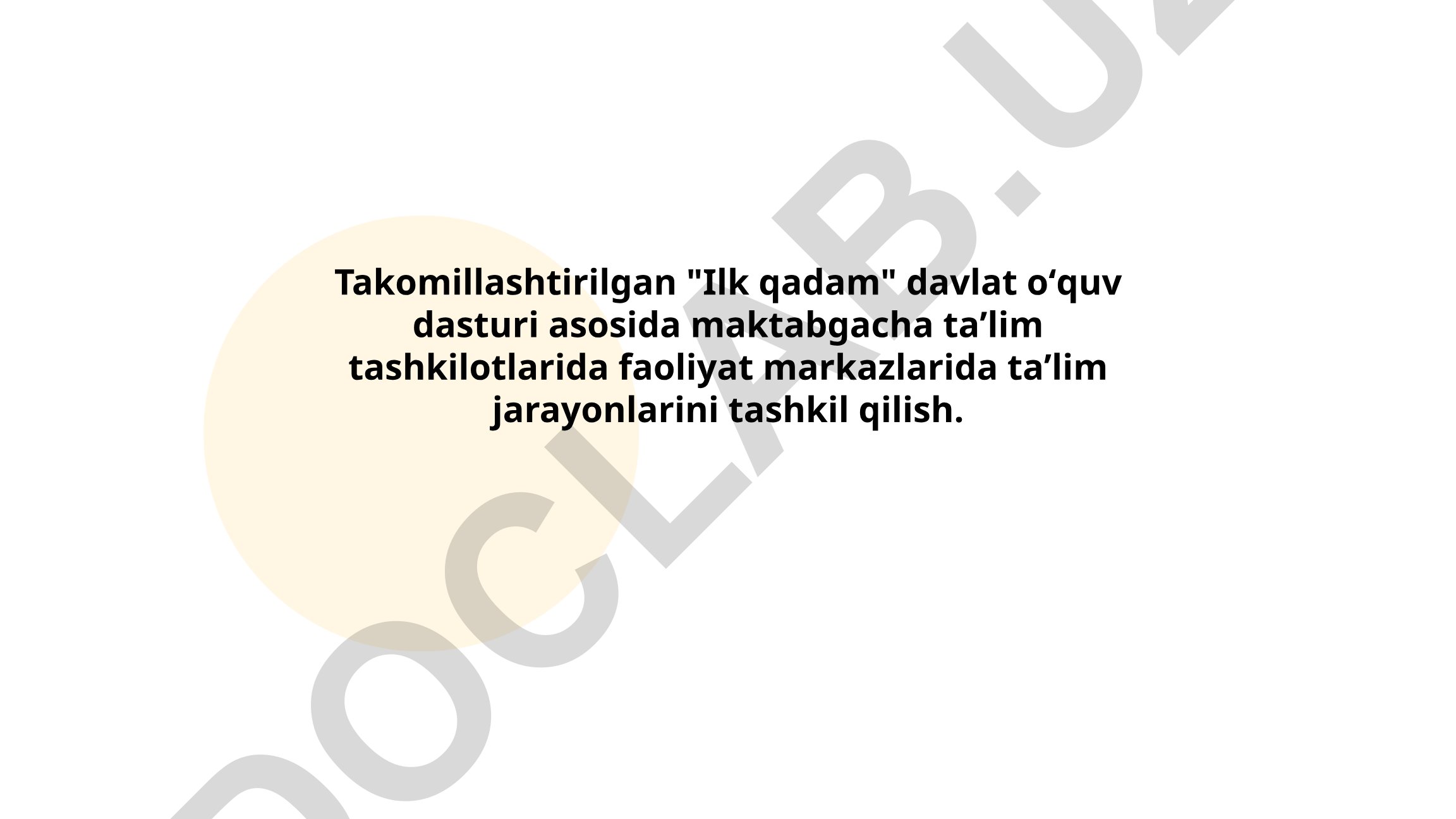 Takomillashtirilgan 'Ilk qadam' dasturi asosida maktabgacha ta'lim tashkilotlarida faoliyat markazlarini tashkil qilish