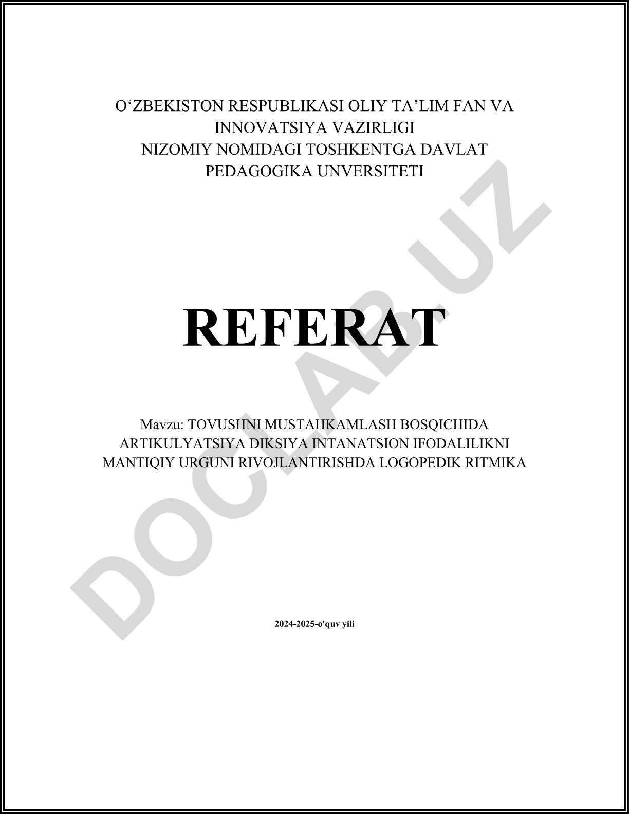 Tovushni mustahkamlash bosqichida artikulyatsiya diksiya intanatsion ifodalilikni mantiqiy urg'uni rivojlantirishda logopedik ritmika
