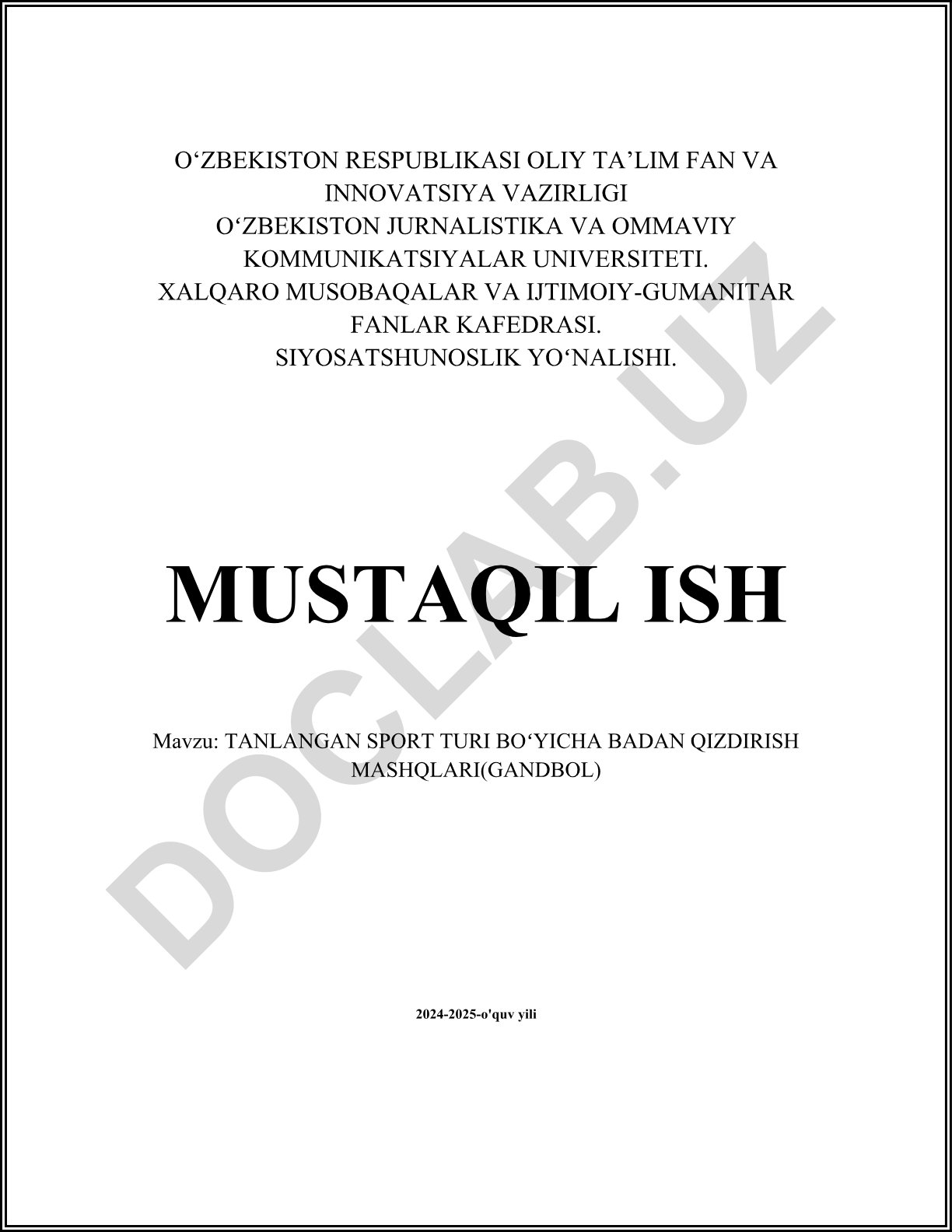 Tanlangan sport turi bo'yicha badan qizdirish mashqlari (gandbol)