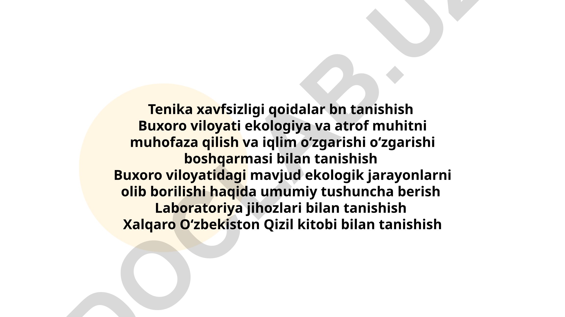 Buxoro viloyatida ekologiya, atrof muhit muhofazasi va texnika xavfsizligi