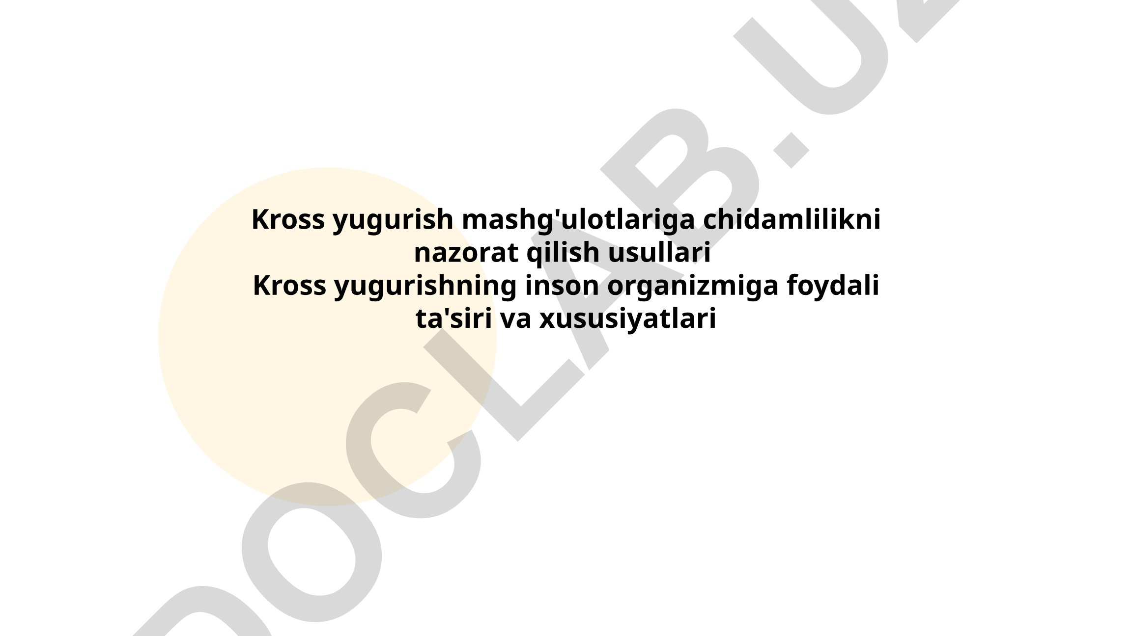 Kross yugurish mashg'ulotlariga chidamlilikni nazorat qilish usullari