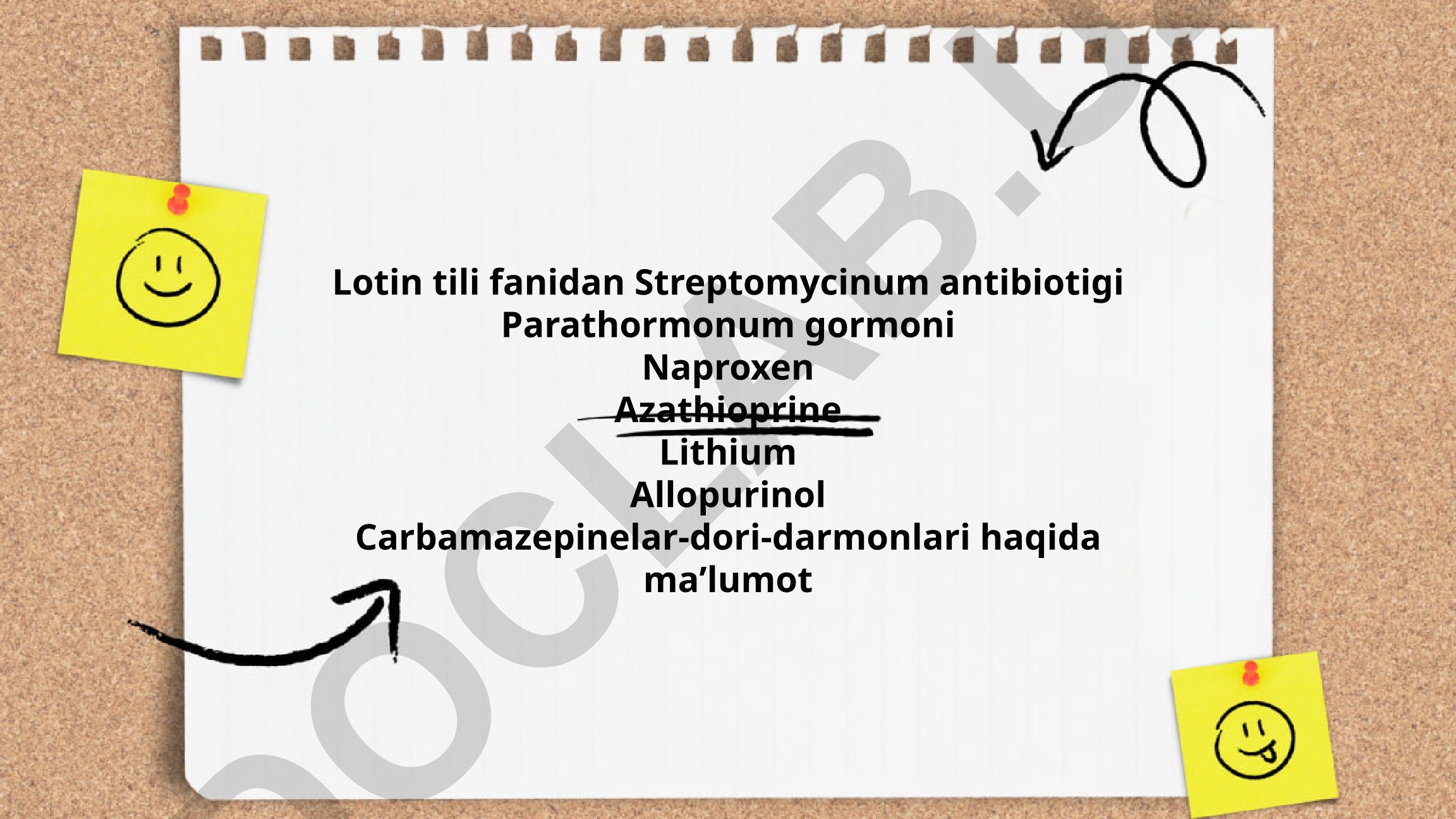Lotin tili fanida Streptomycinum antibiotigi va boshqa dorilar
