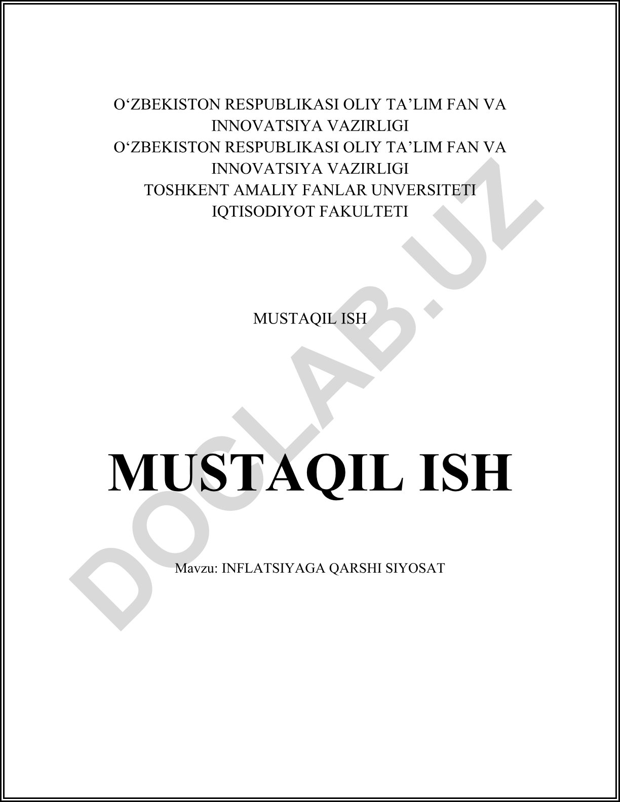 Inflatsiyaga qarshi siyosat