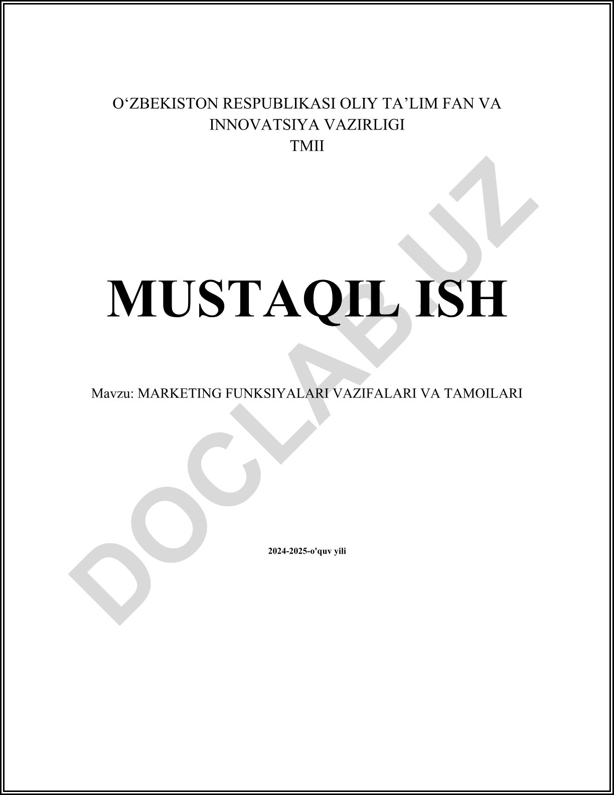 Marketing funksiyalari vazifalari va tamoyillari