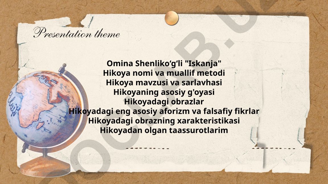 Omina Shenliko‘g‘li "Iskanja" hikoyasi tahlili