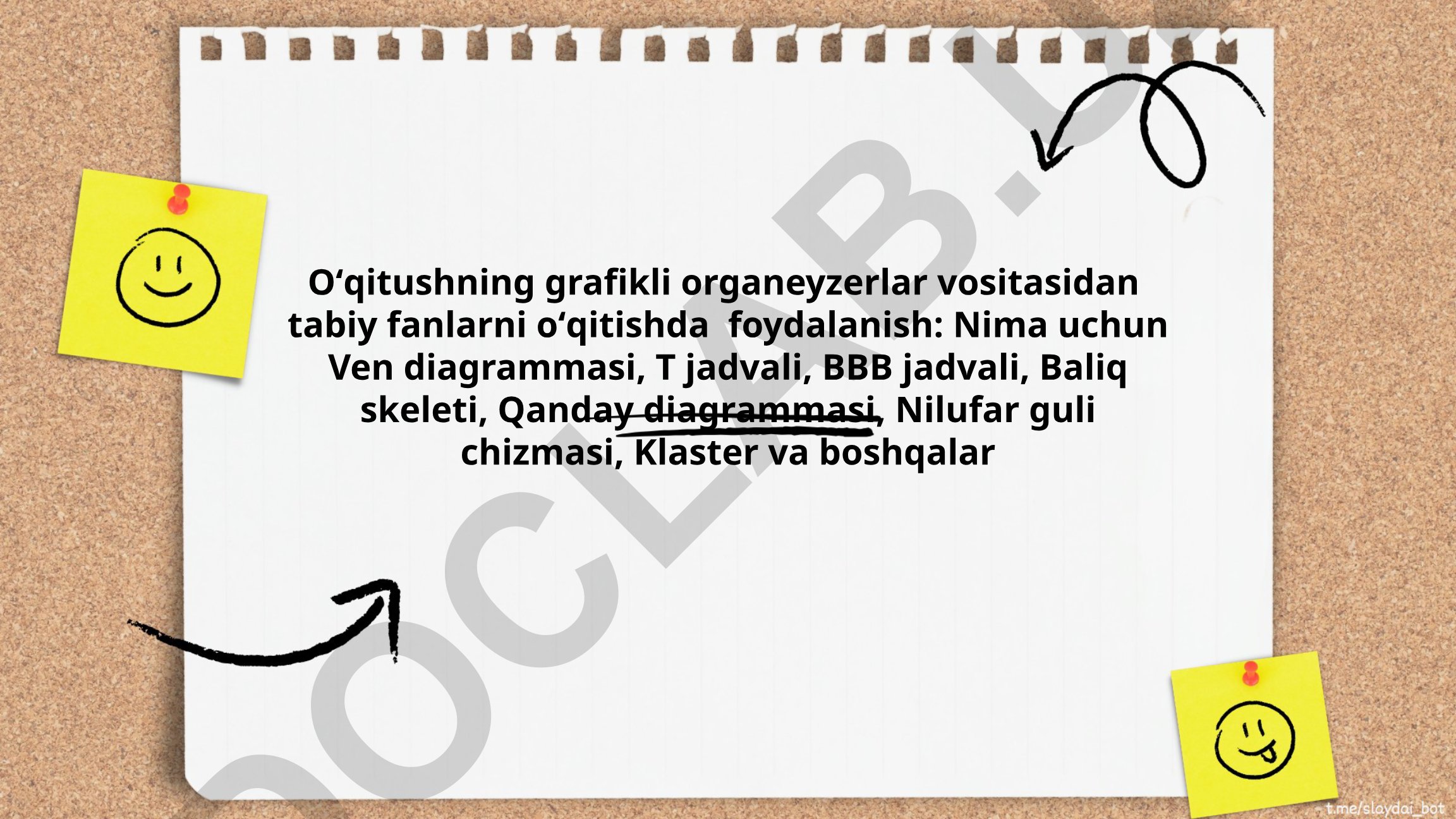 Tabiy fanlarni o'qitishda grafikli organeyzerlardan foydalanish