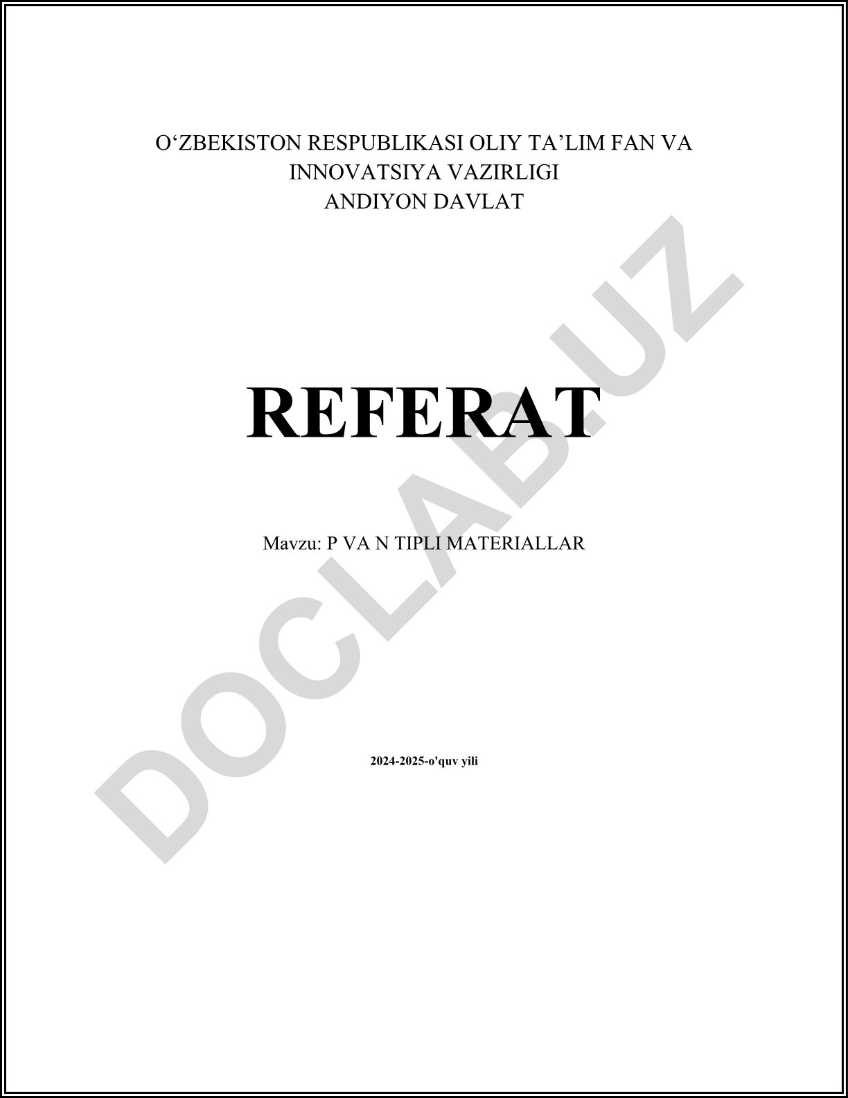 P va N tipli materiallar