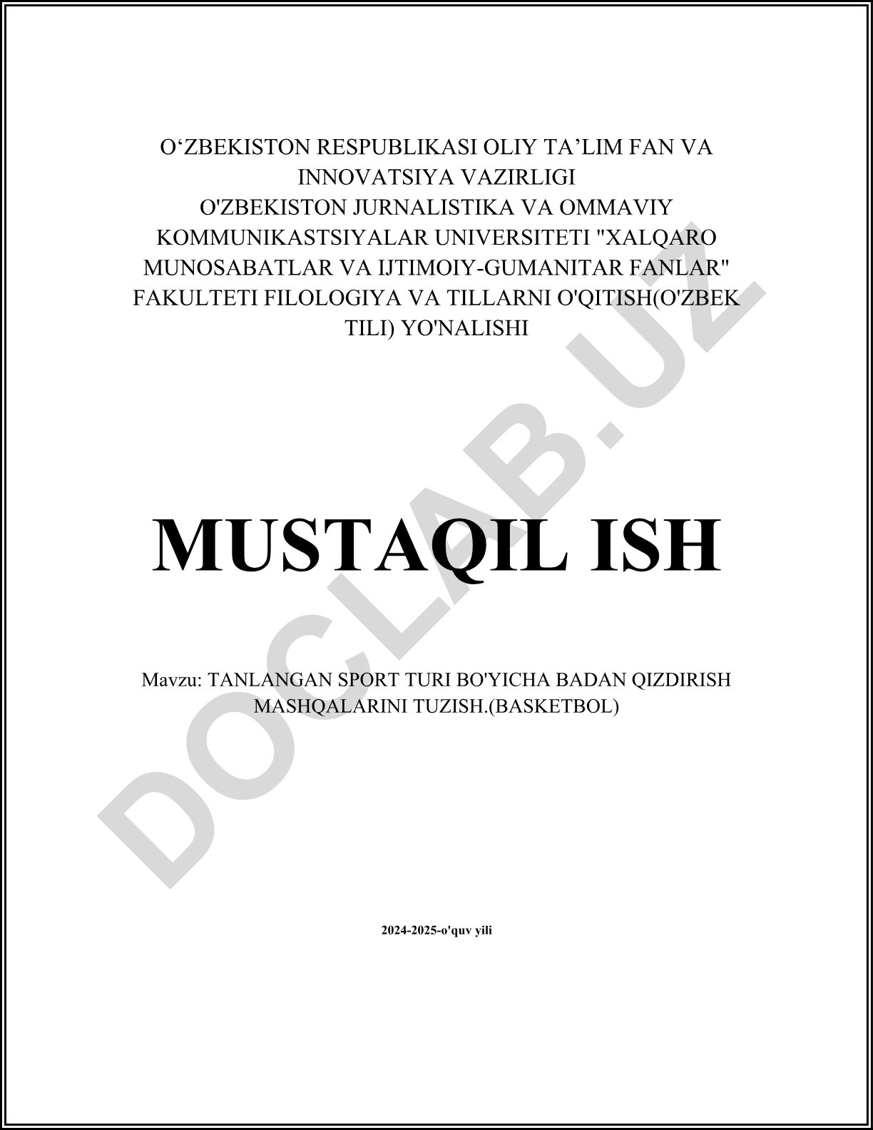 Tanlangan sport turi bo'yicha badan qizdirish mashqalarini tuzish (Basketbol)