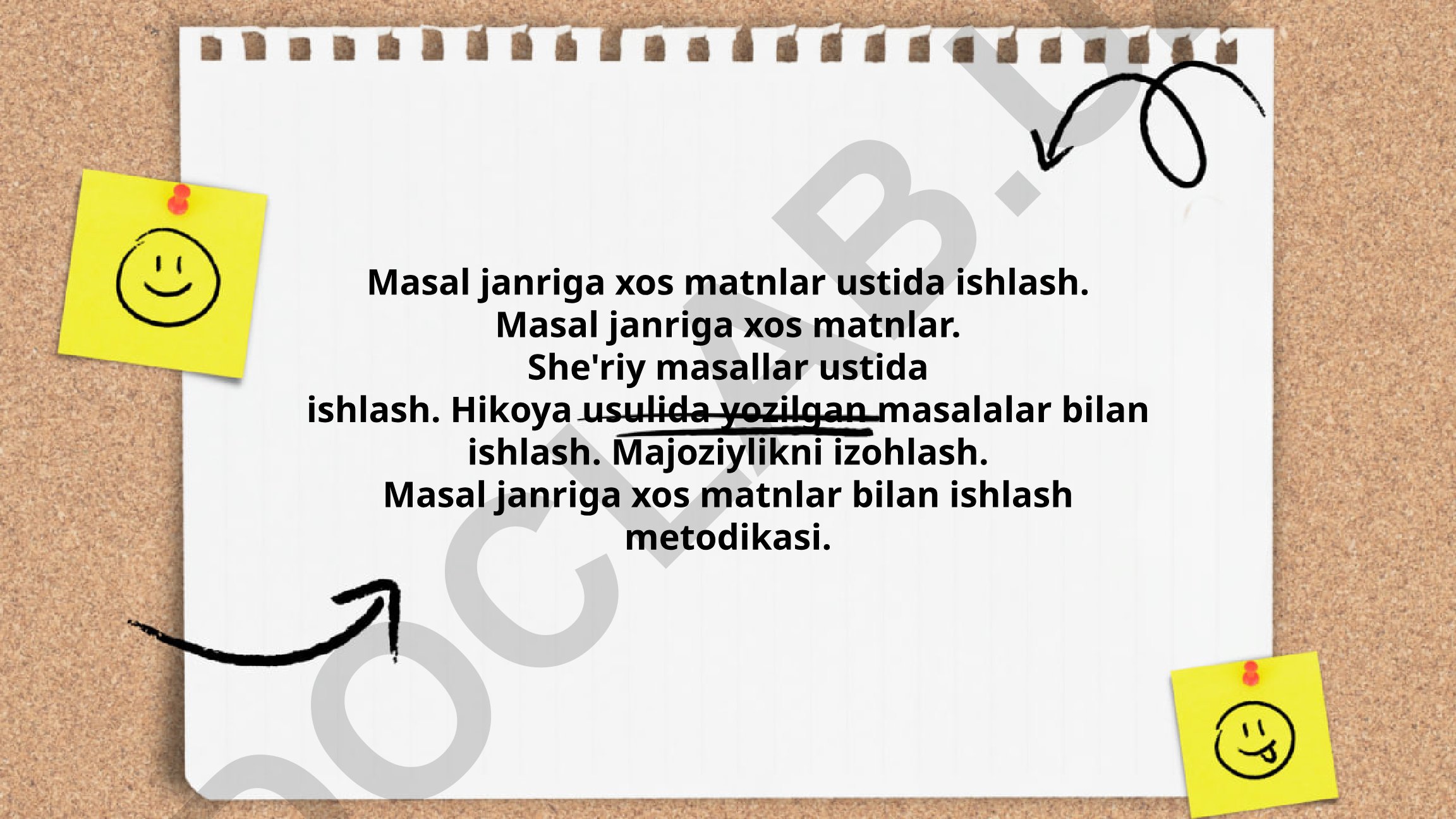Masal janriga xos matnlar ustida ishlash metodikasi