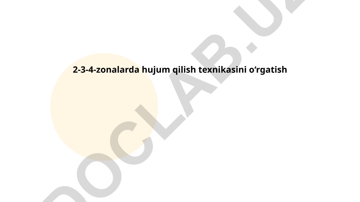 2-3-4-zonalarda hujum qilish texnikasini o‘rgatish
