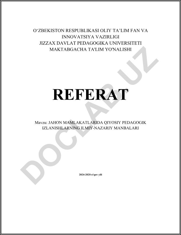 Jahon mamlakalarida qiyosiy pedagogik izlanishlarning ilmiy-nazariy manbalari
