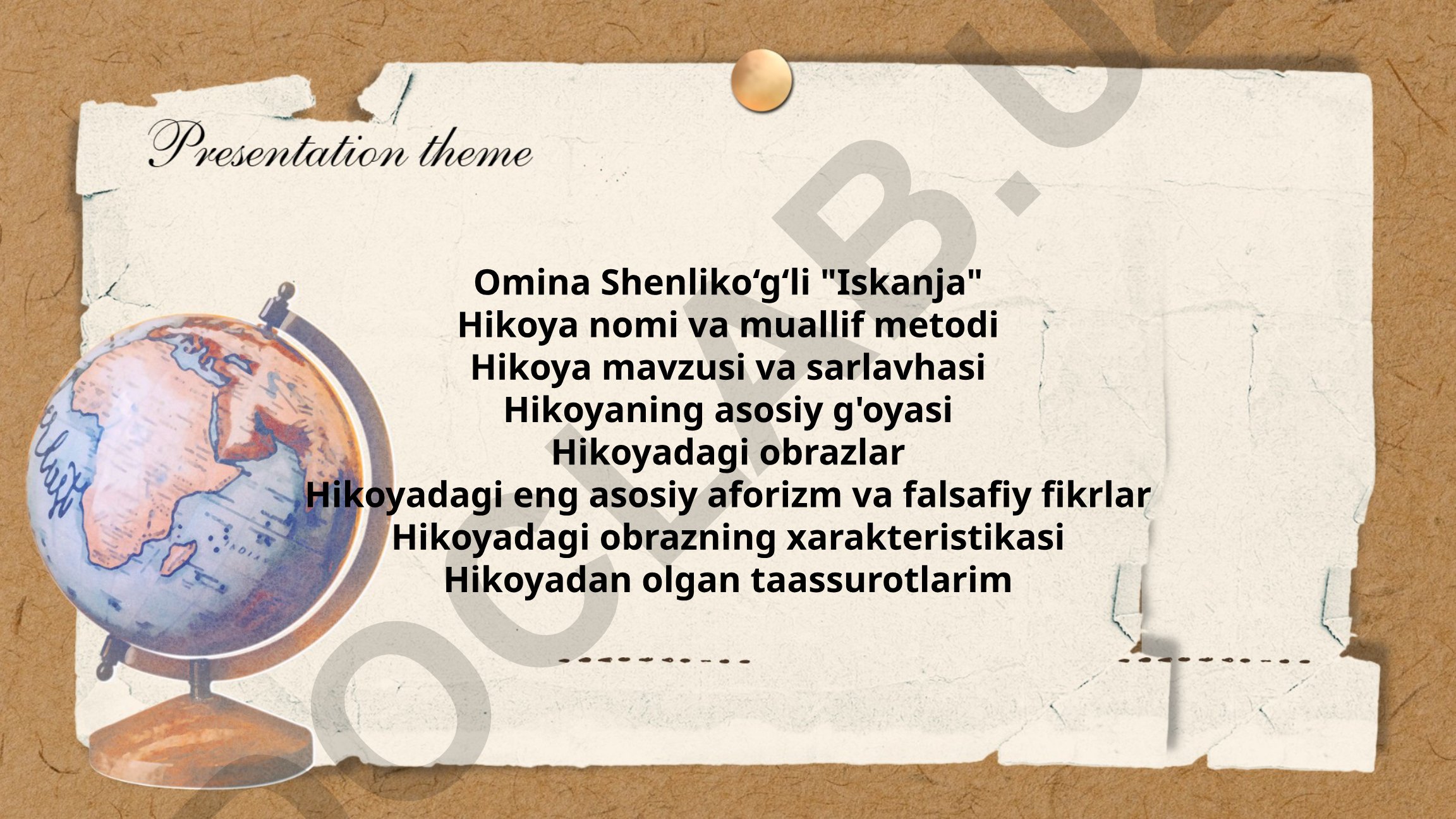 Omina Shenliko‘g‘li "Iskanja" hikoyasi tahlili