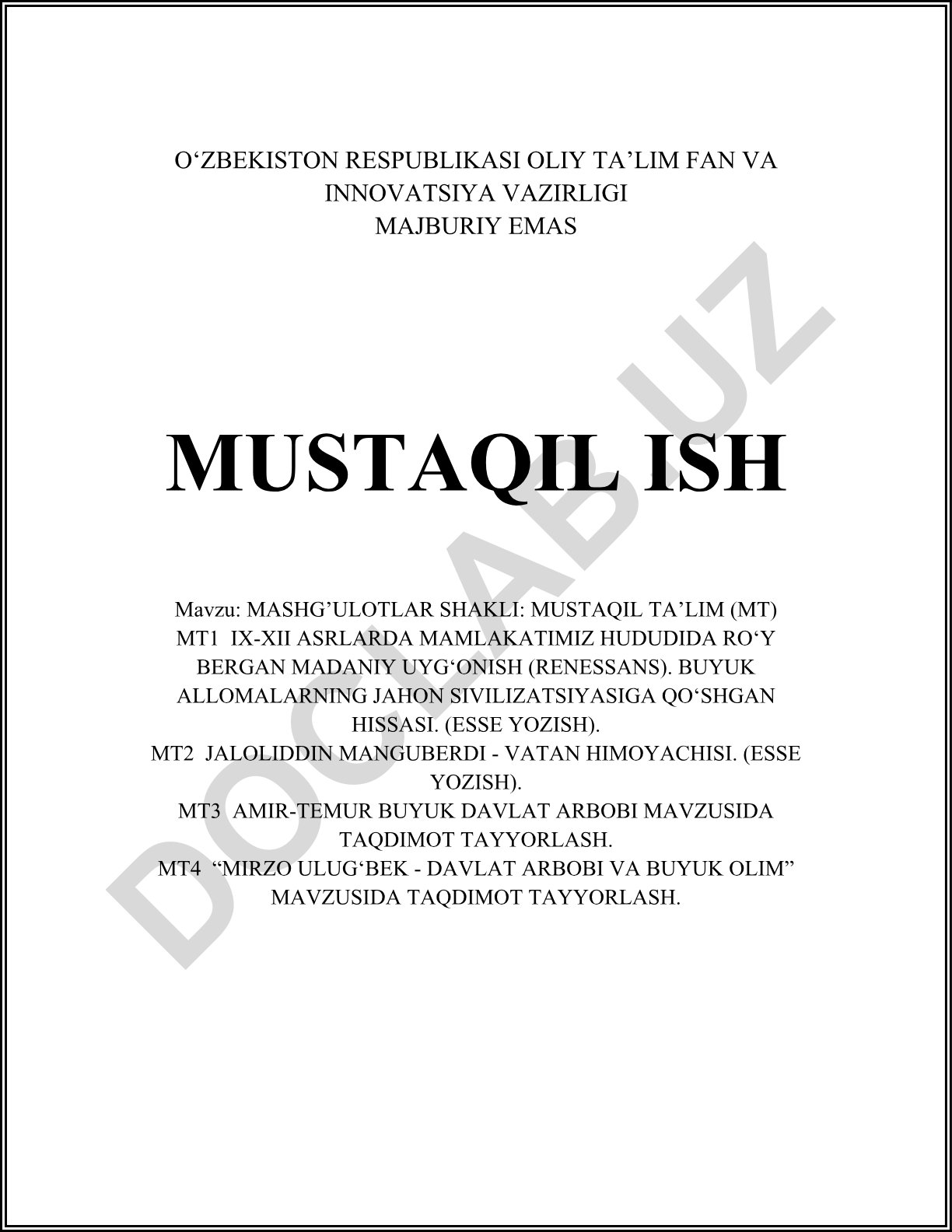 IX-XII asrlarda O'zbekiston hududida madaniy uyg'onish va buyuk allomalar