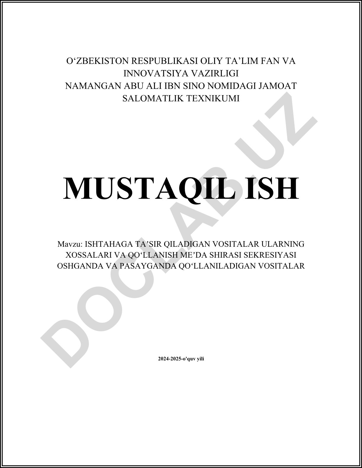 Ishtahaga ta'sir qiladigan vositalar ularning xossalari va qo'llanish