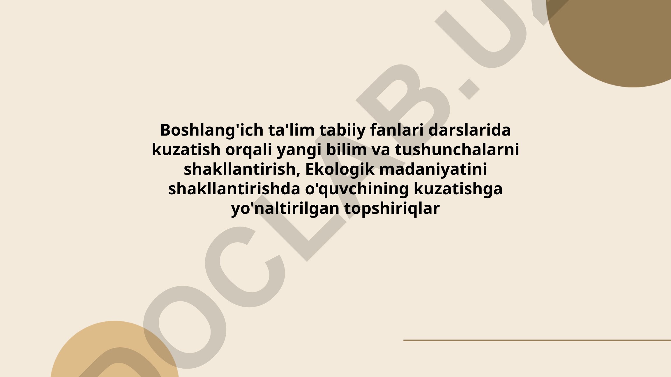 Boshlang'ich ta'limda tabiiy fanlar va ekologik madaniyat