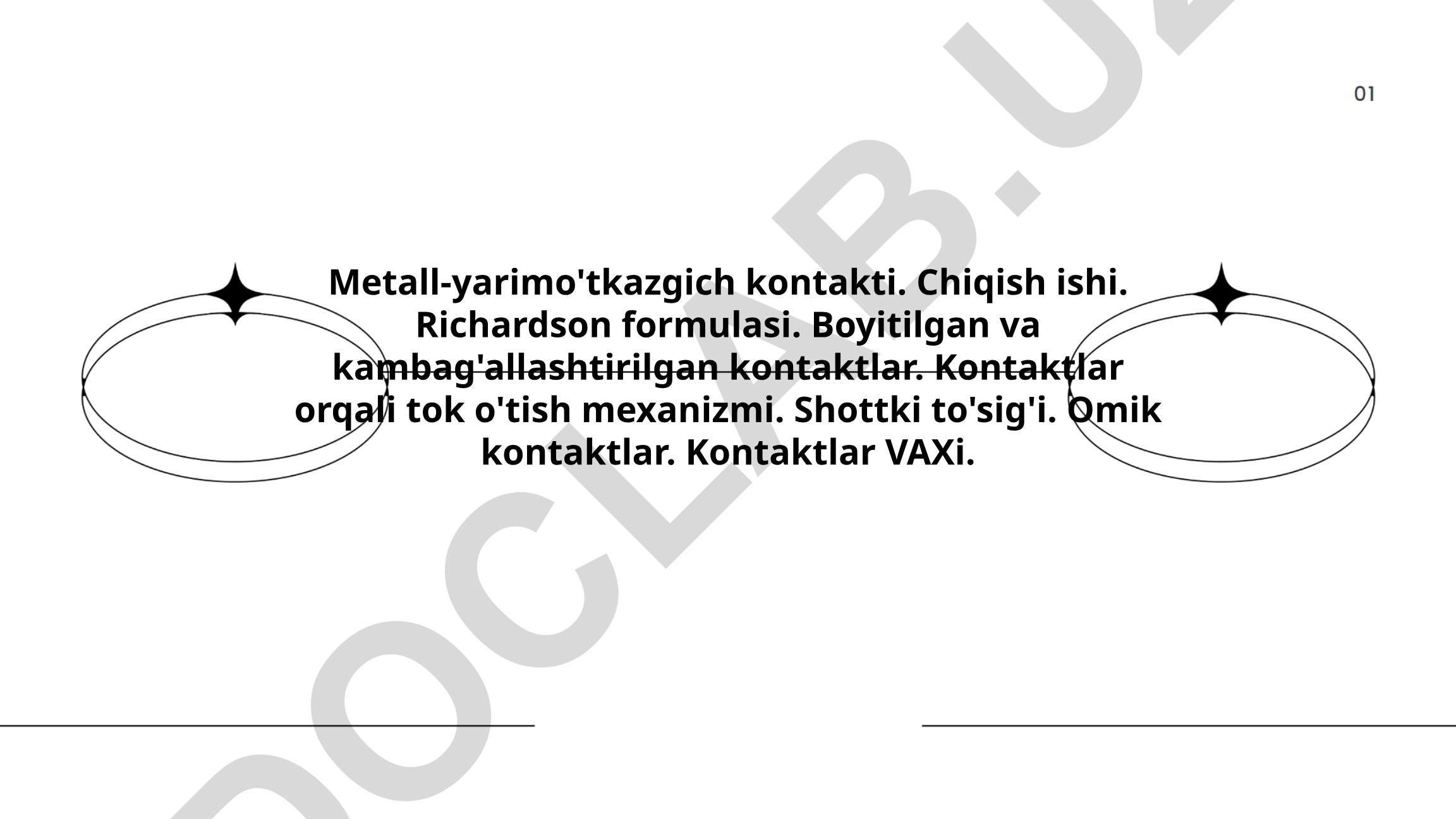 Metall-yarimo'tkazgich kontaktlari va ularning elektr xususiyatlari