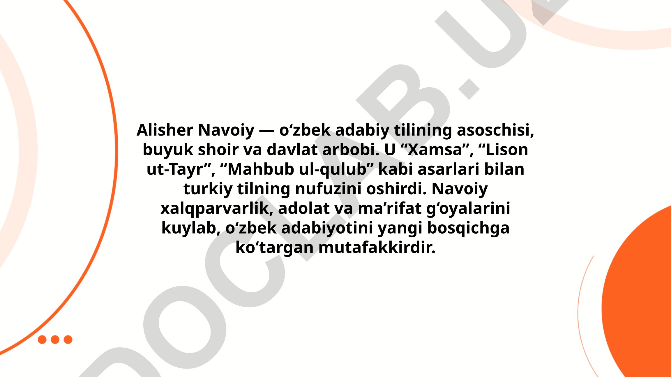 Alisher Navoiy hayoti va ijodi