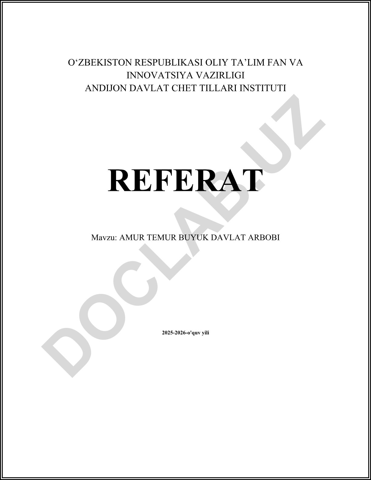 Amir Temur buyuk davlat arbobi