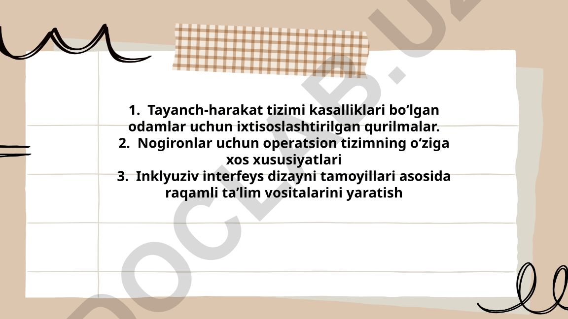 Tayanch-harakat tizimi kasalliklari va nogironlar uchun raqamli ta'lim vositalari