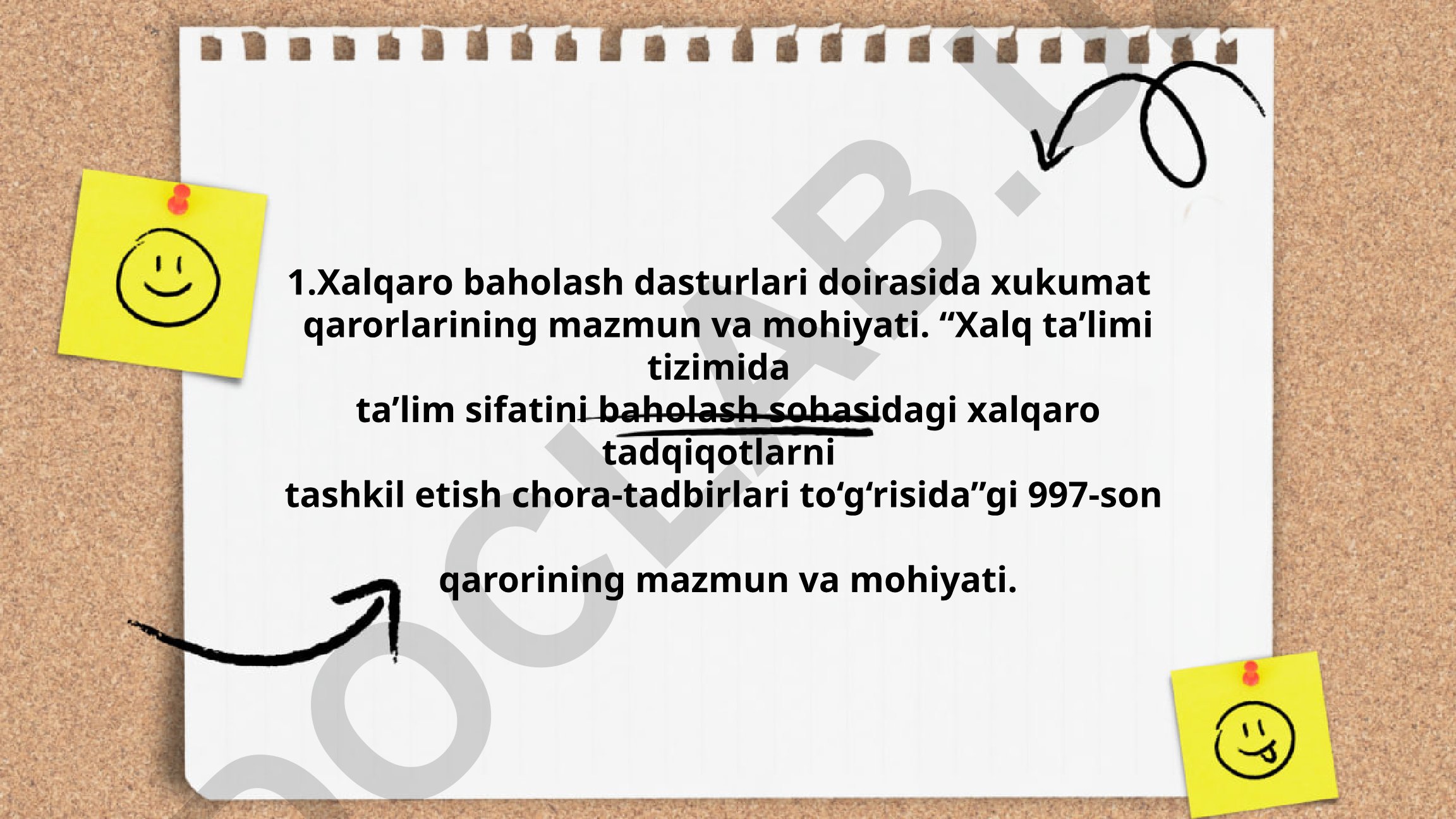 Xalqaro baholash dasturlari va 997-son qarorining mazmuni