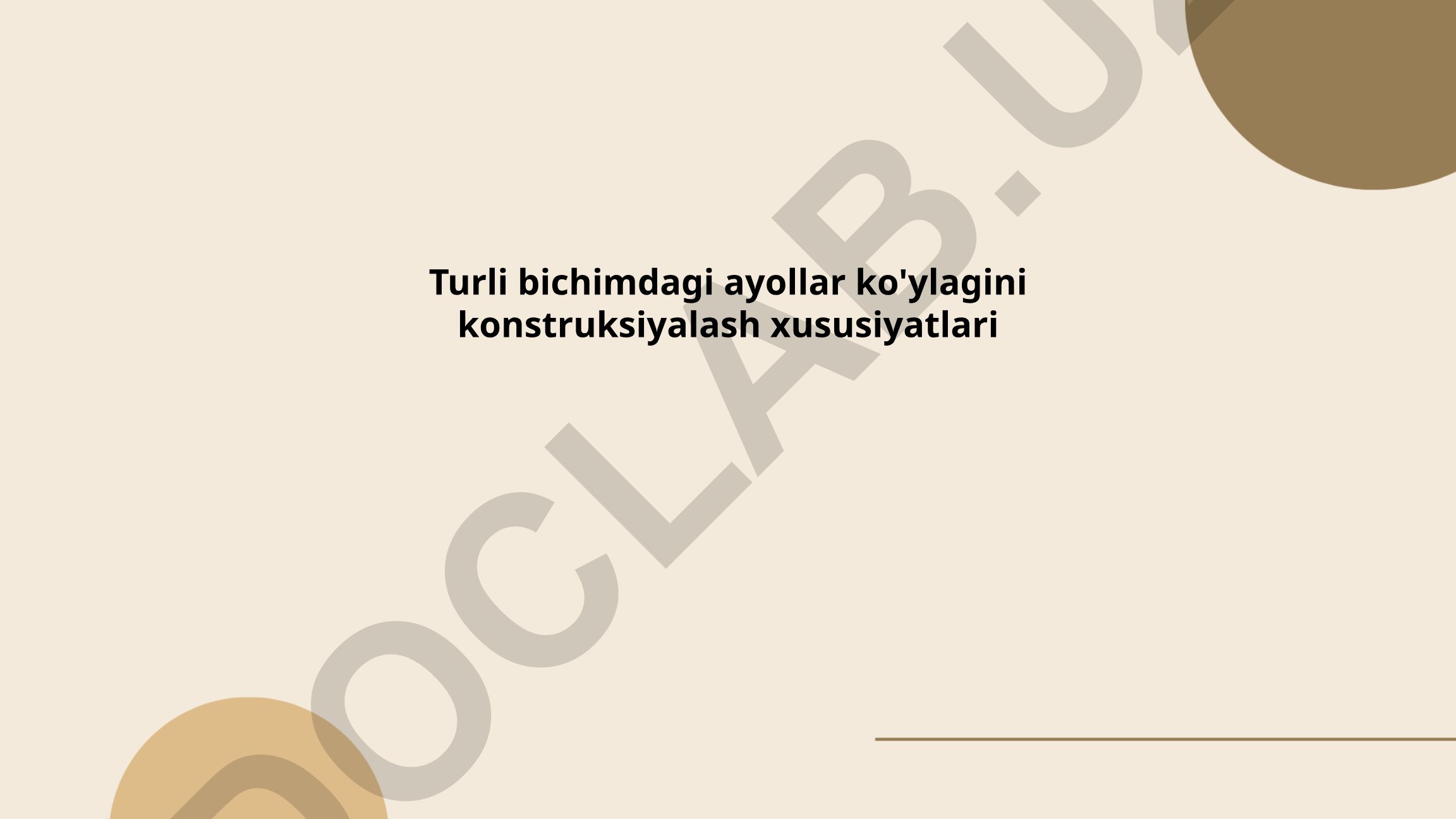 Turli bichimdagi ayollar ko'ylagini konstruksiyalash xususiyatlari