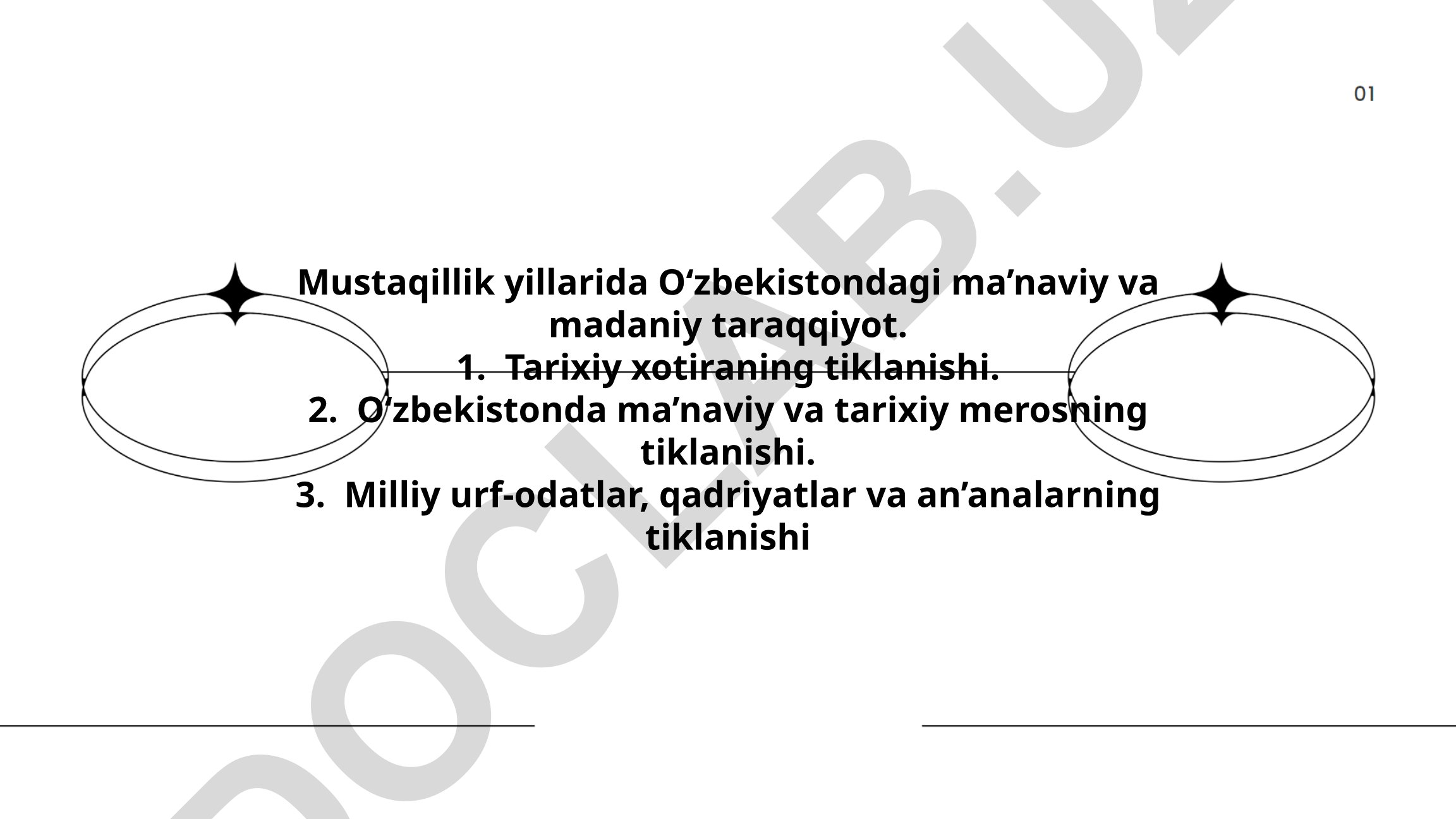 Mustaqillik yillarida O‘zbekistondagi ma’naviy va madaniy taraqqiyot
