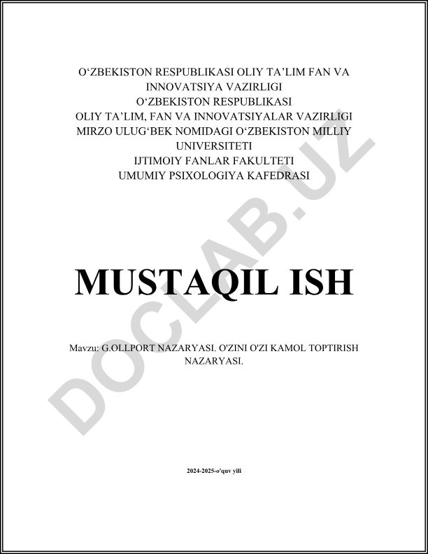 G.Ollport nazaryasi. O'zini o'zi kamol toptirish nazaryasi