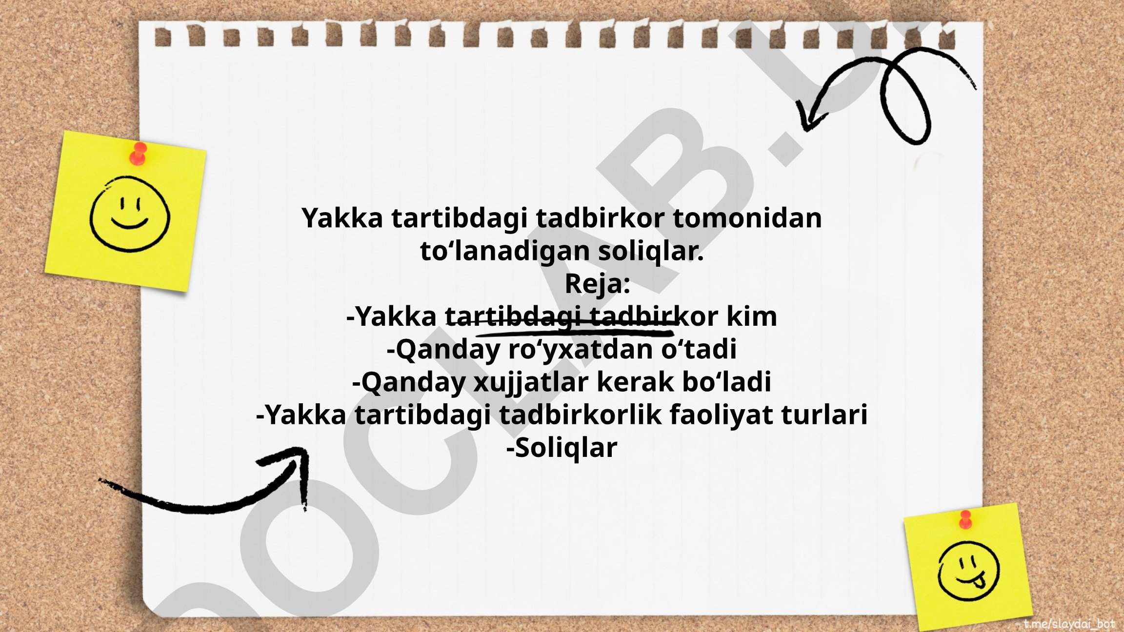Yakka tartibdagi tadbirkor tomonidan toʻlanadigan soliqlar