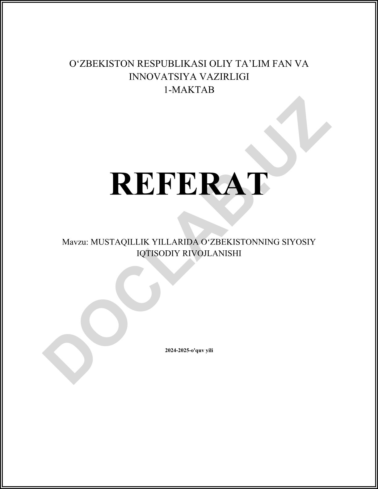 Mustaqillik yillarida Oʻzbekistonning siyosiy iqtisodiy rivojlanishi