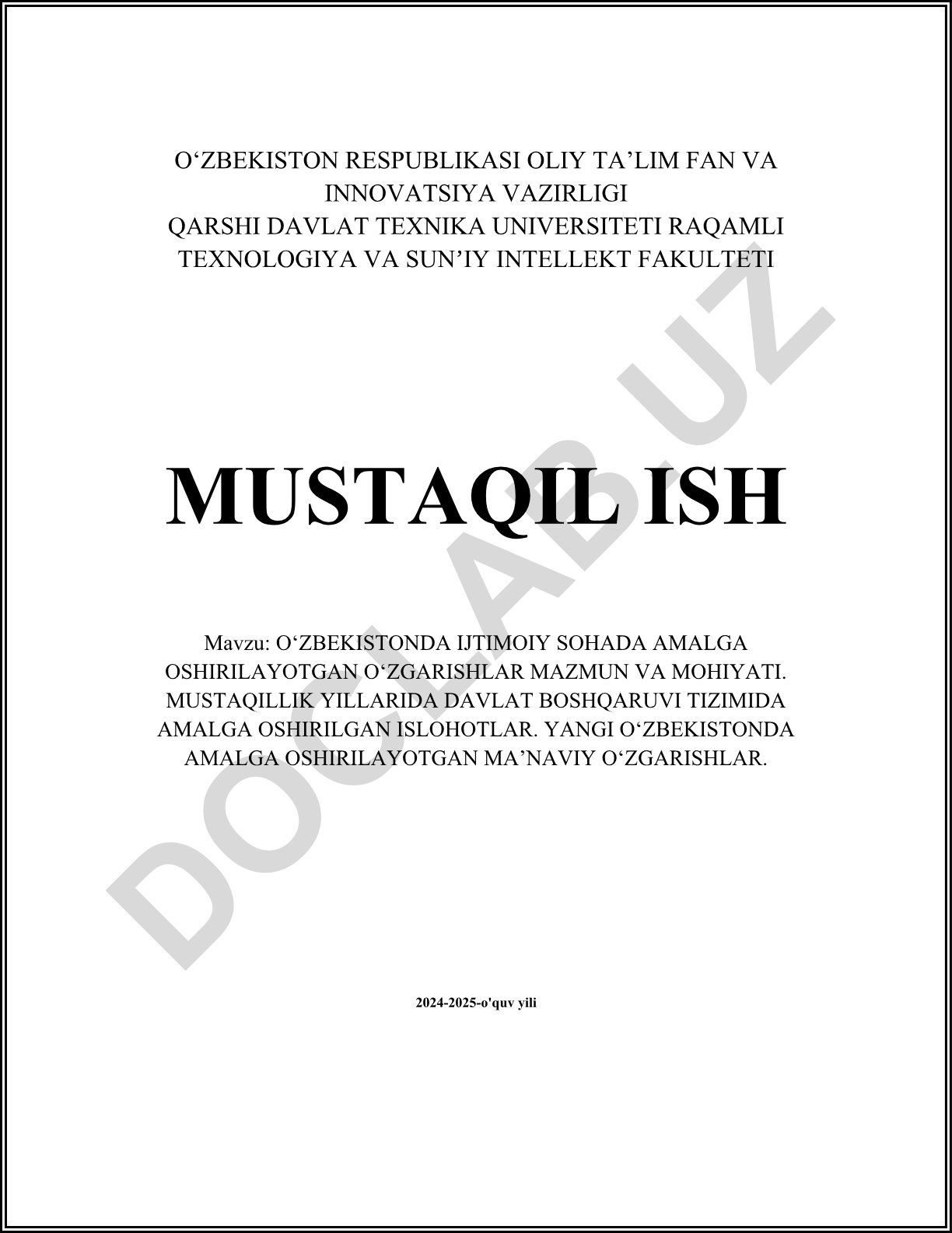 O‘zbekistonda ijtimoiy sohada amalga oshirilayotgan o‘zgarishlar mazmun va mohiyati