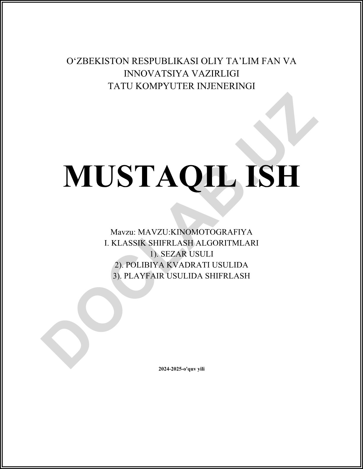 Kinematografiya tarixi va klassik shifrlash algoritmlari