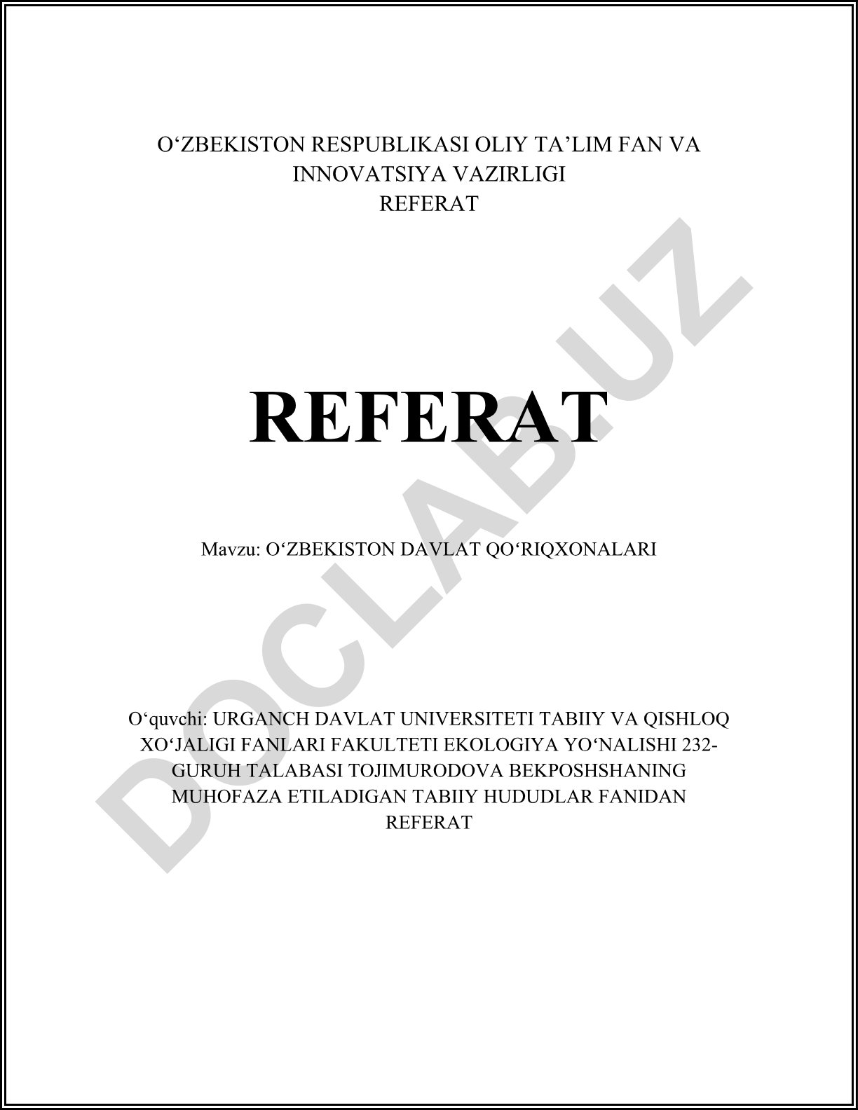 Oʻzbekiston davlat qoʻriqxonalari