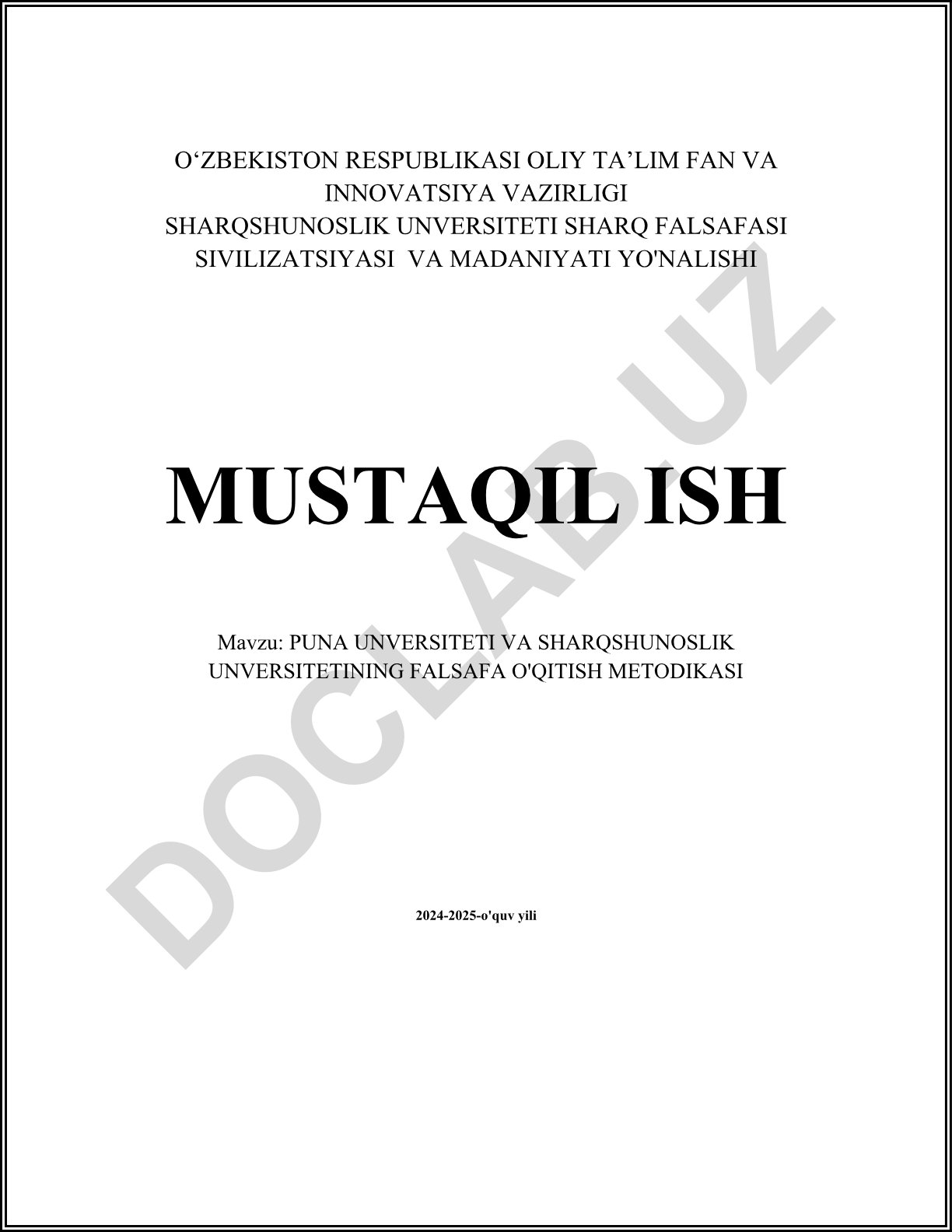 Puna Universiteti va Sharqshunoslik Universitetining falsafa o'qitish metodikasi