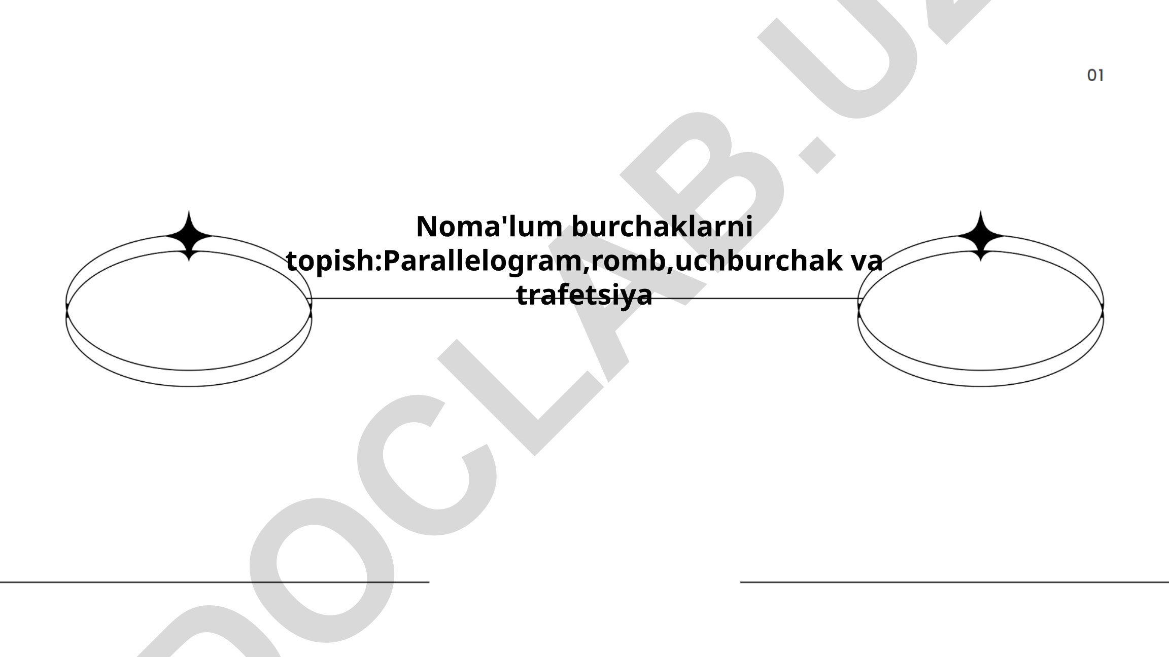 Parallelogram, romb, uchburchak va trapetsiyada noma'lum burchaklarni topish