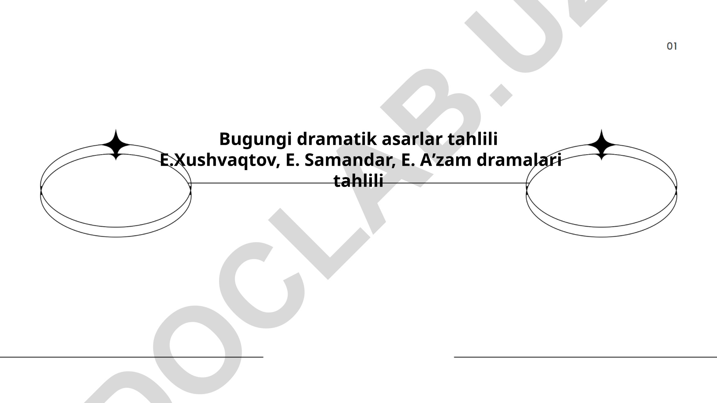 Bugungi dramatik asarlar tahlili: E. Xushvaqtov, E. Samandar, E. Aʼzam dramalari