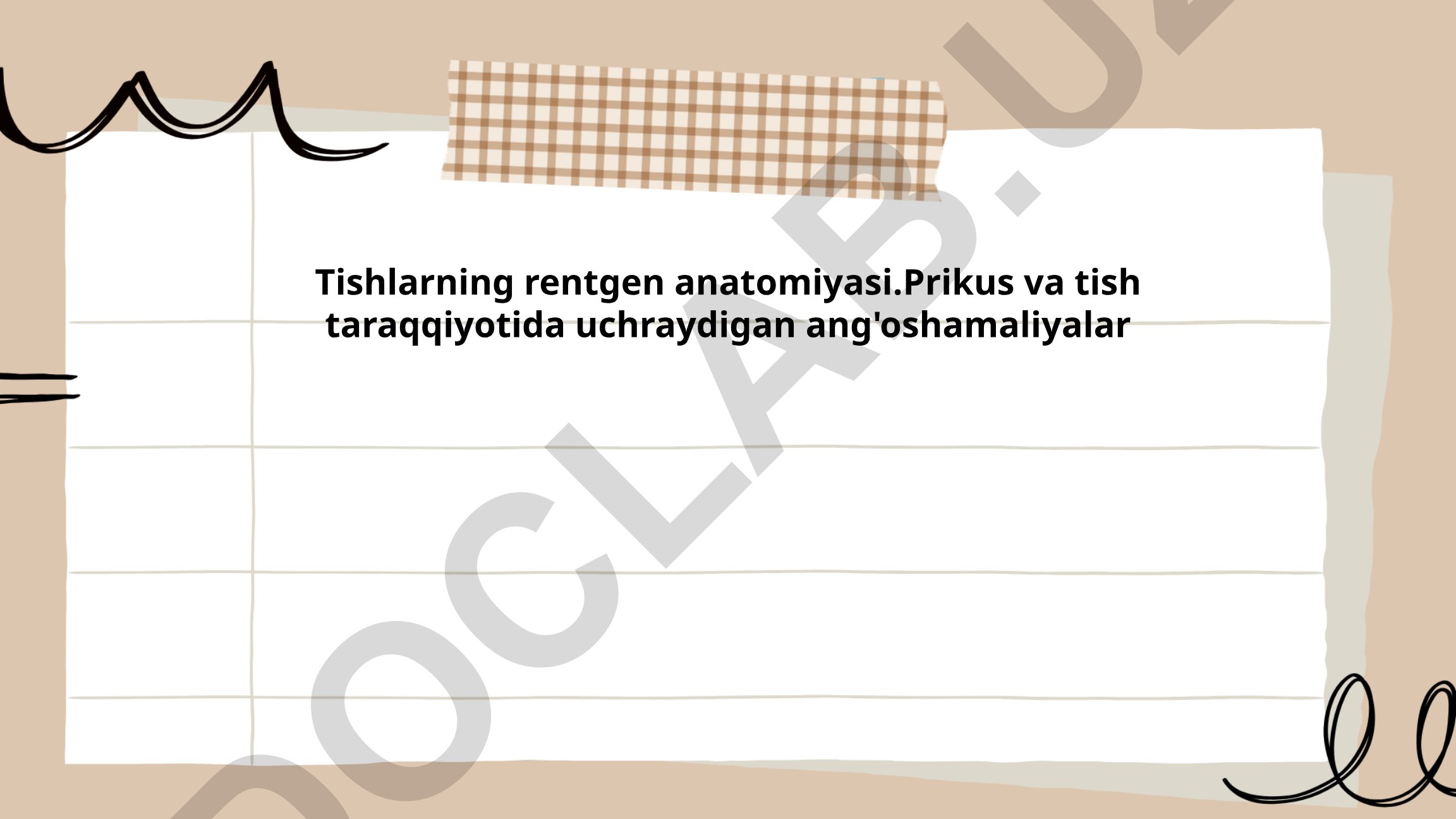Tishlarning rentgen anatomiyasi va prikus tahlili