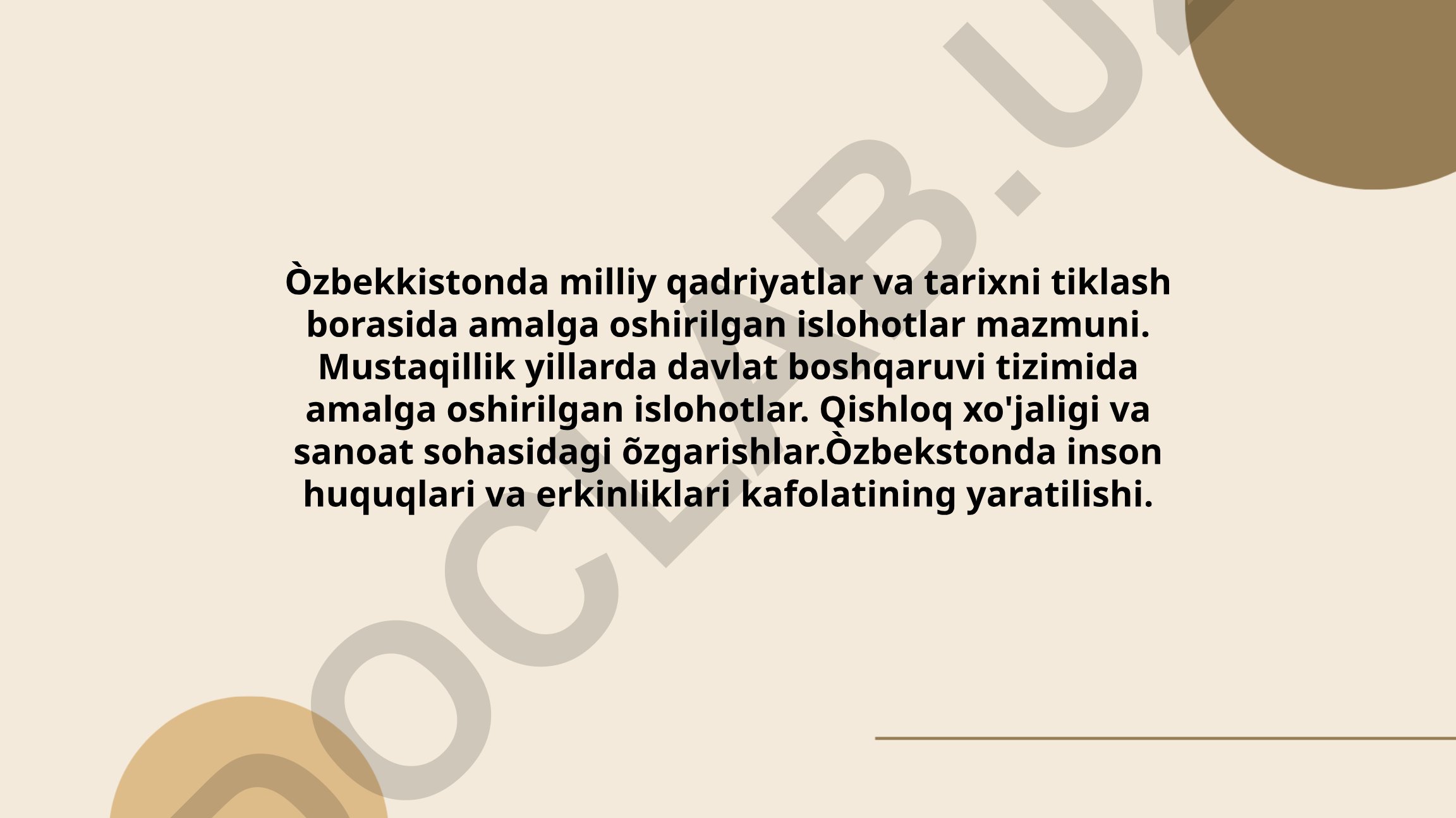 O'zbekistonda milliy qadriyatlar va tarixni tiklash islohotlari