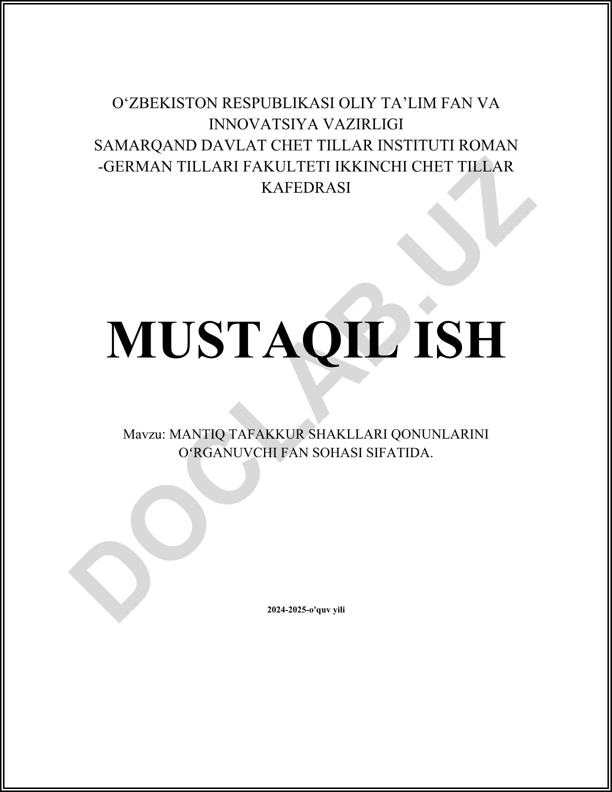 Mantiq tafakkur shakllari qonunlarini o'rganuvchi fan sohasi
