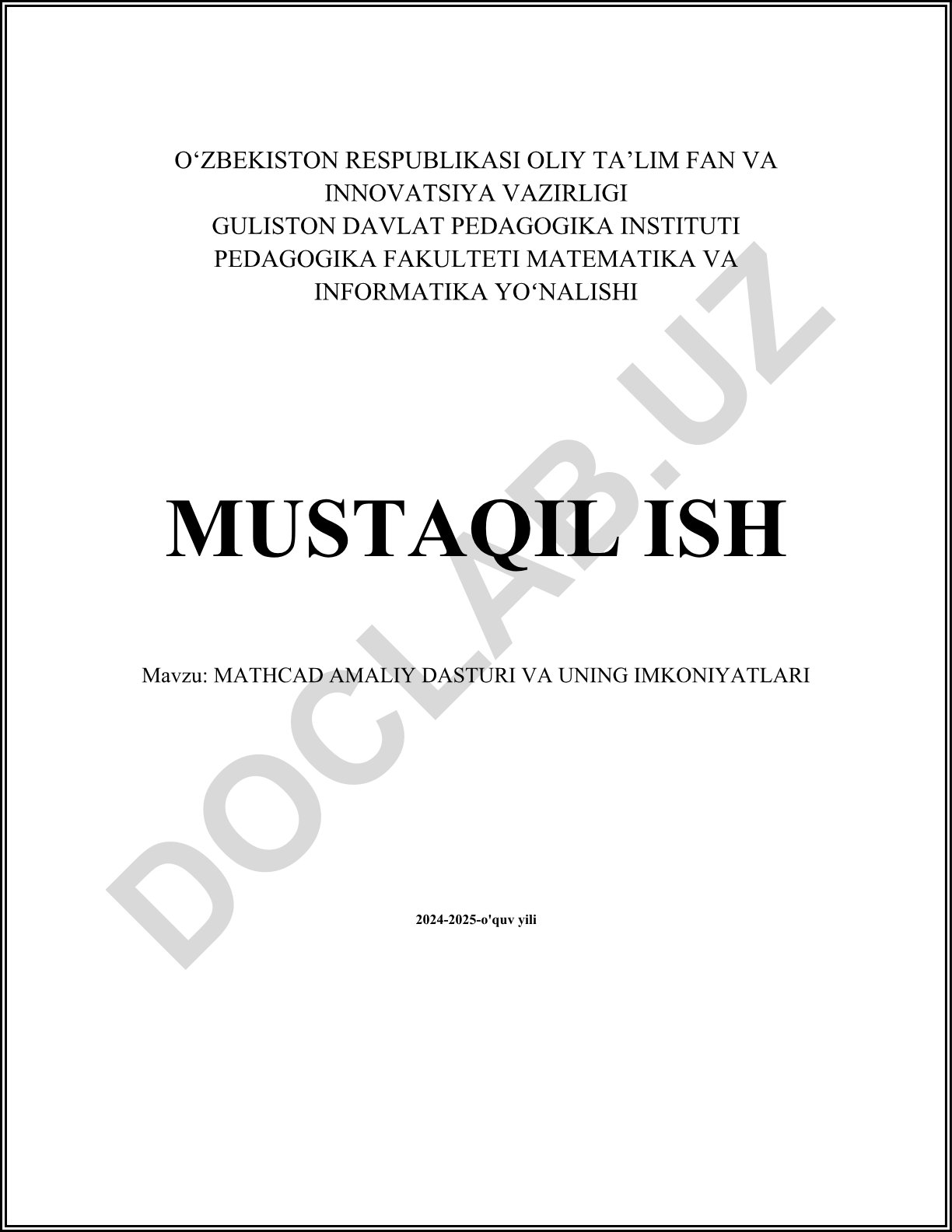 Mathcad amaliy dasturi va uning imkoniyatlari