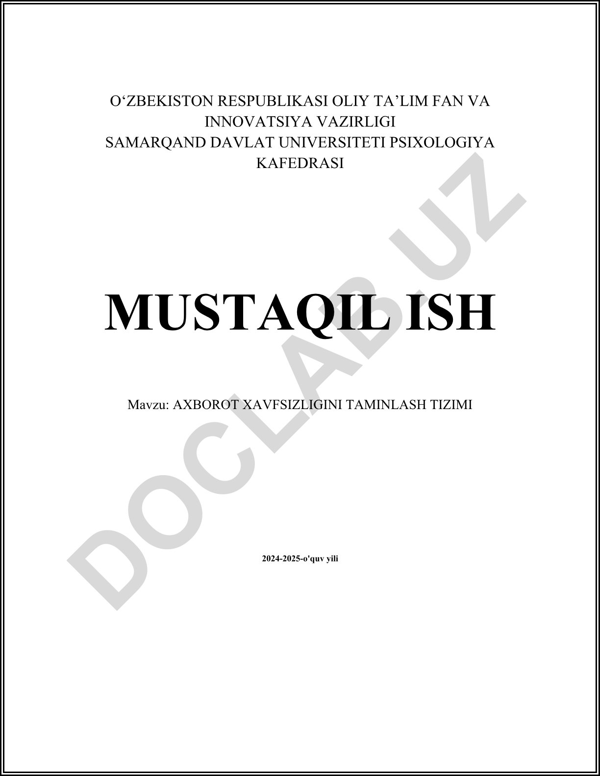 Axborot xavfsizligini ta'minlash tizimi