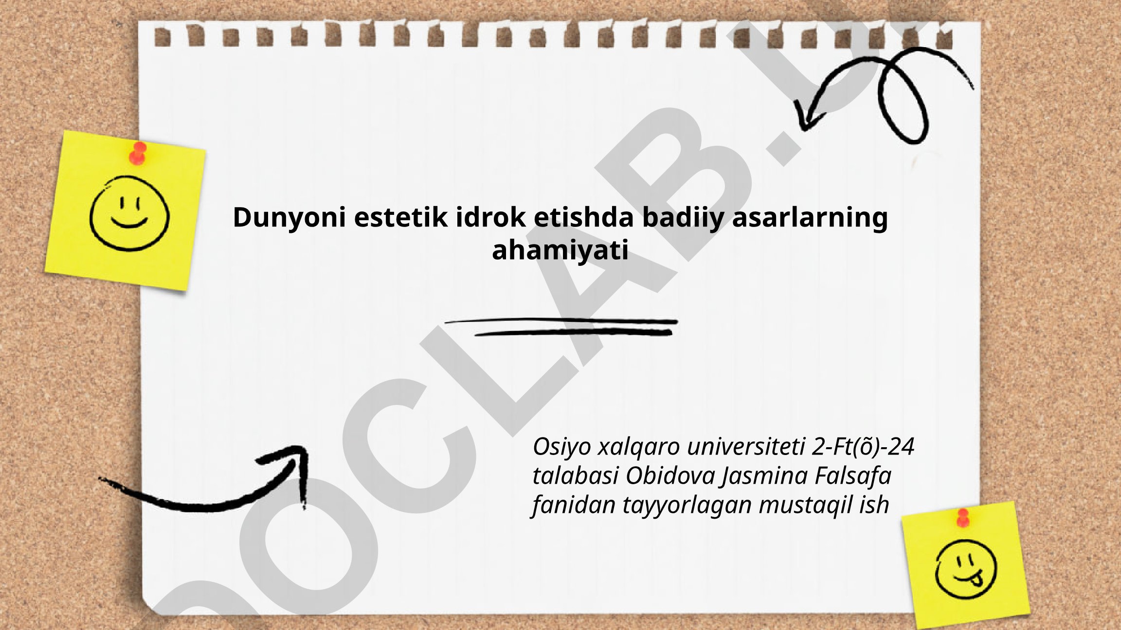 Dunyoni estetik idrok etishda badiiy asarlarning ahamiyati