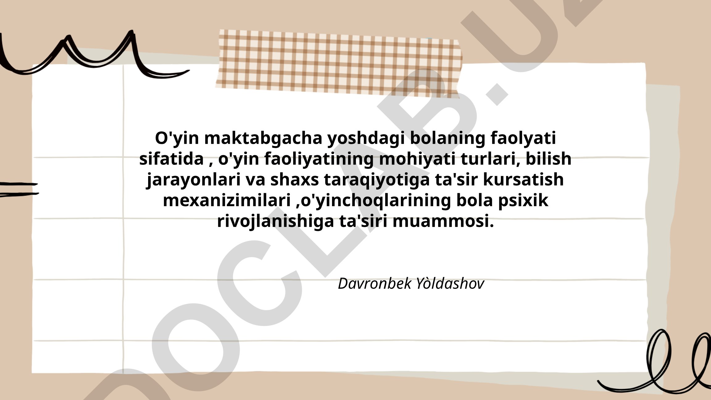 Maktabgacha yoshdagi bolalarda o'yin faoliyatining mohiyati, turlari va psixik rivojlanishga ta'siri