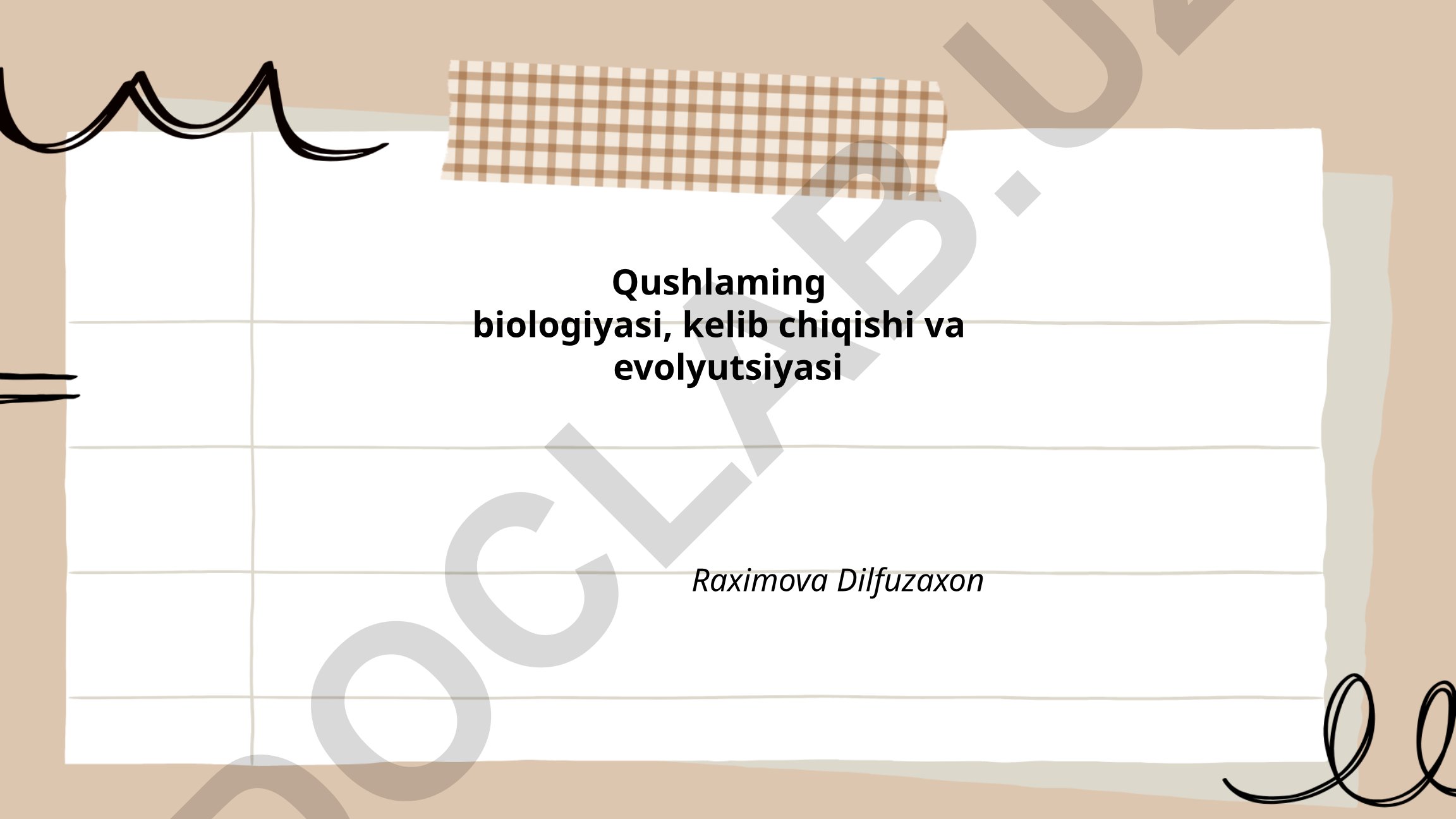 Qushlaming biologiyasi, kelib chiqishi va evolyutsiyasi