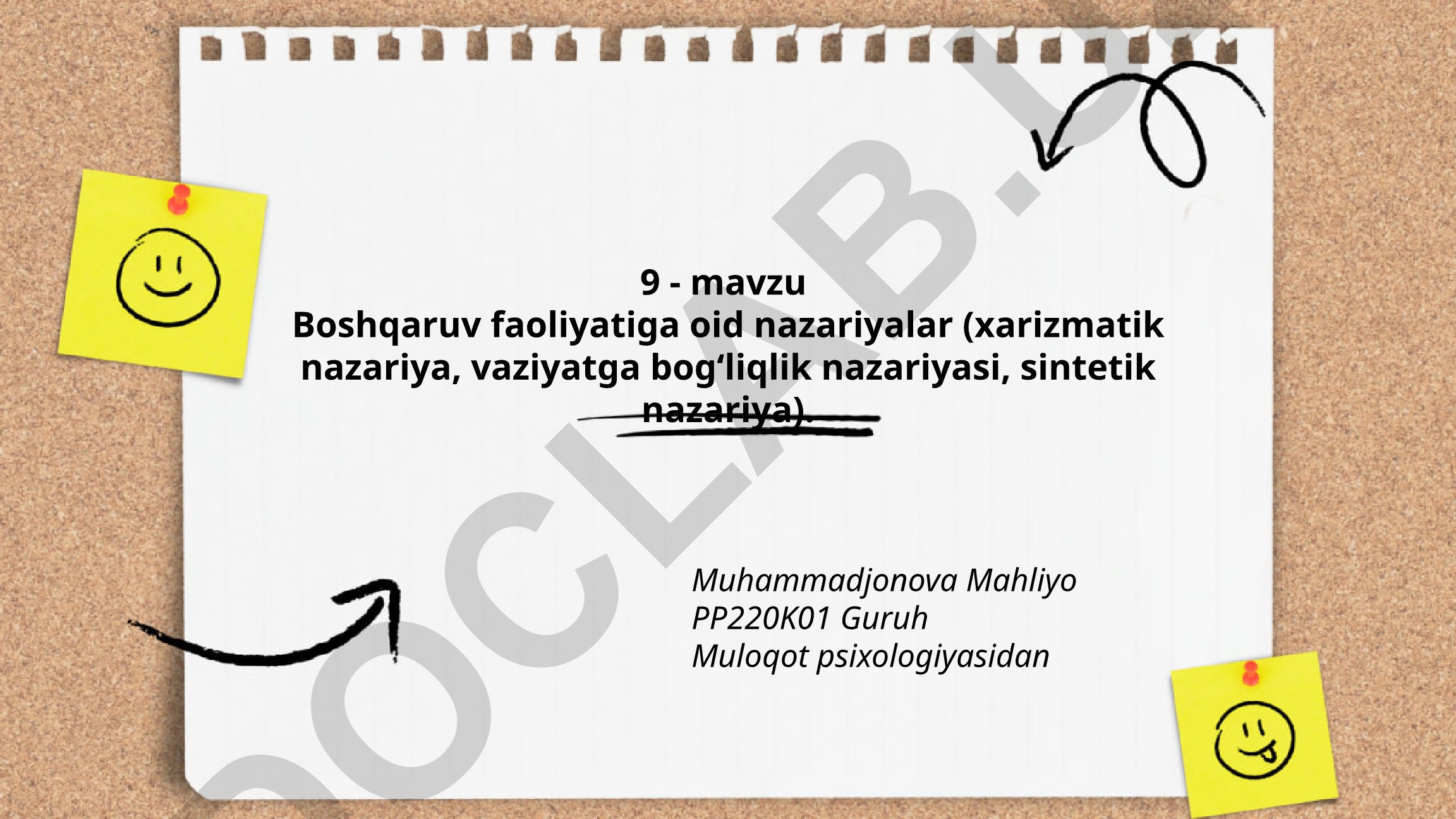 Boshqaruv faoliyatiga oid nazariyalar (xarizmatik, vaziyatga bog‘liqlik, sintetik)