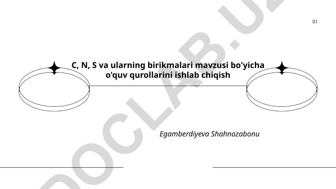 C, N, S va ularning birikmalari mavzusi bo'yicha o'quv qurollarini ishlab chiqish