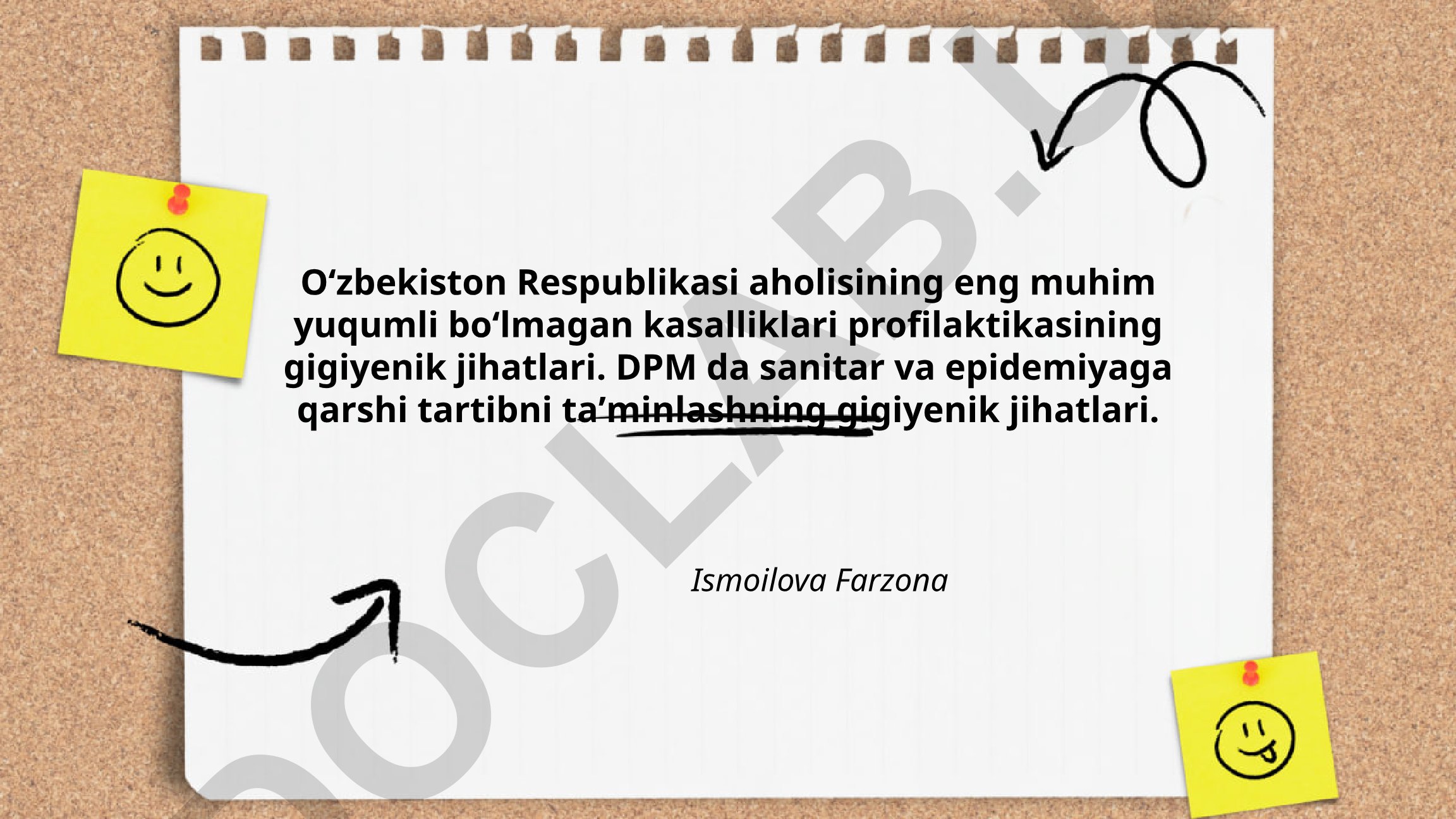 O'zbekiston aholisining yuqumli bo'lmagan kasalliklari profilaktikasi