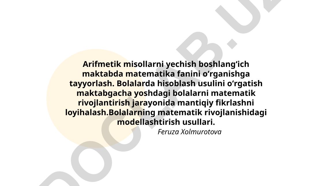 Arifmetik misollarni yechish usullari va maktabgacha matematik tayyorgarlik