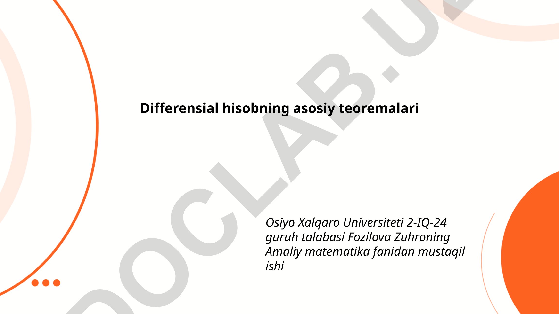 Differensial hisobning asosiy teoremalari