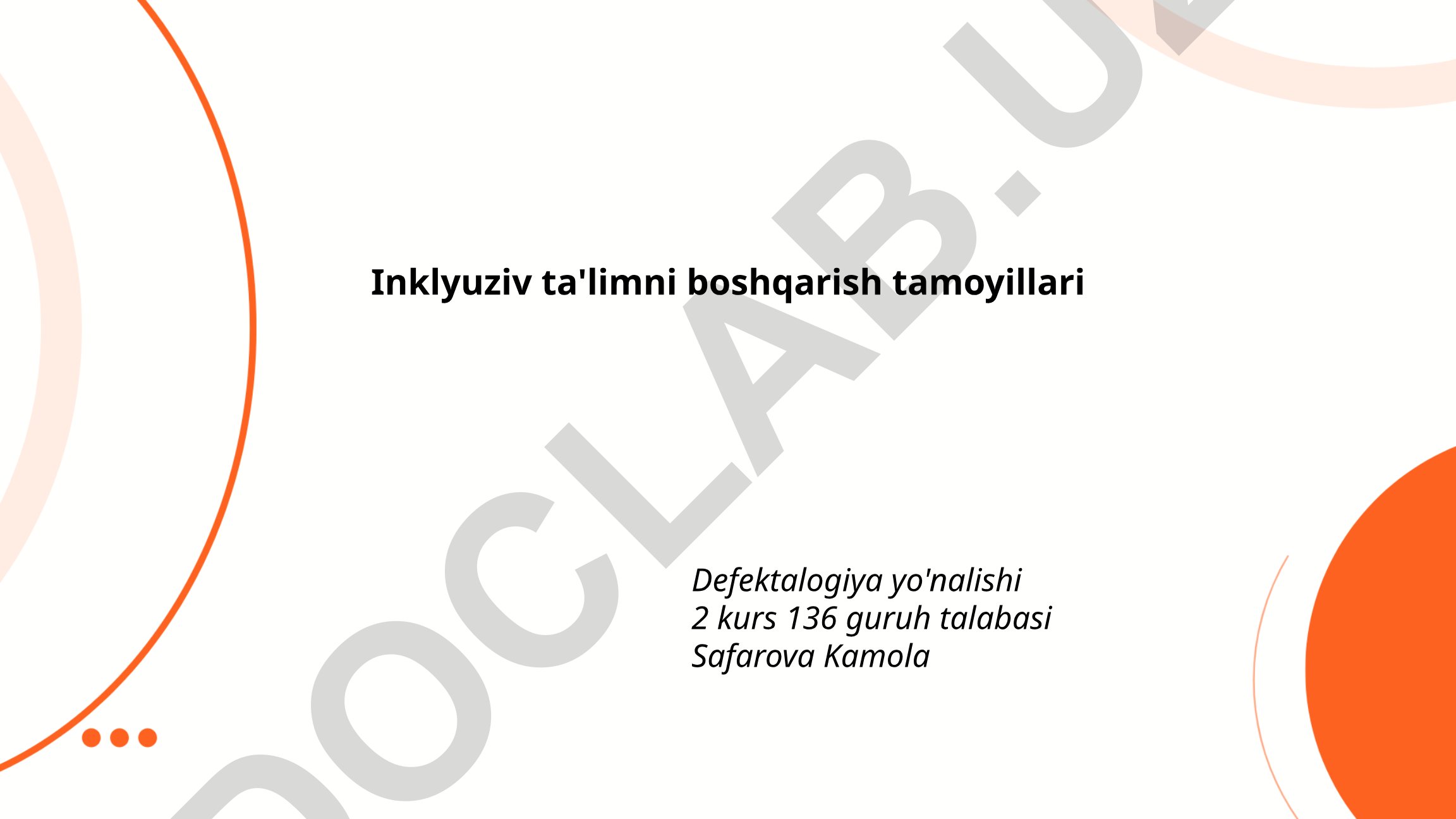 Inklyuziv ta'limni boshqarish tamoyillari